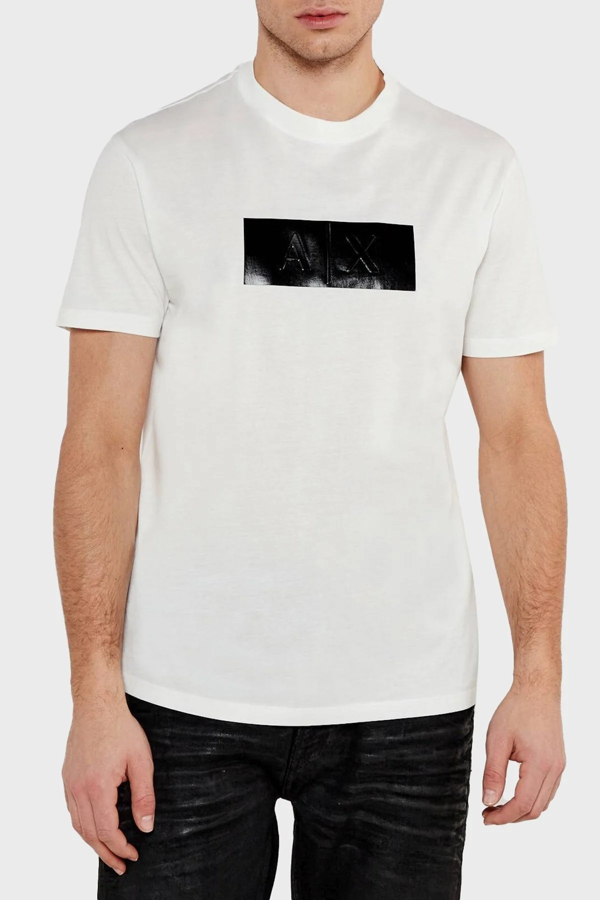 Armani Exchage % 100 Pamuk Regular Fit Logo Baskılı Erkek T Shirt XM000786 AF10364 U0009 BEYAZ - 6