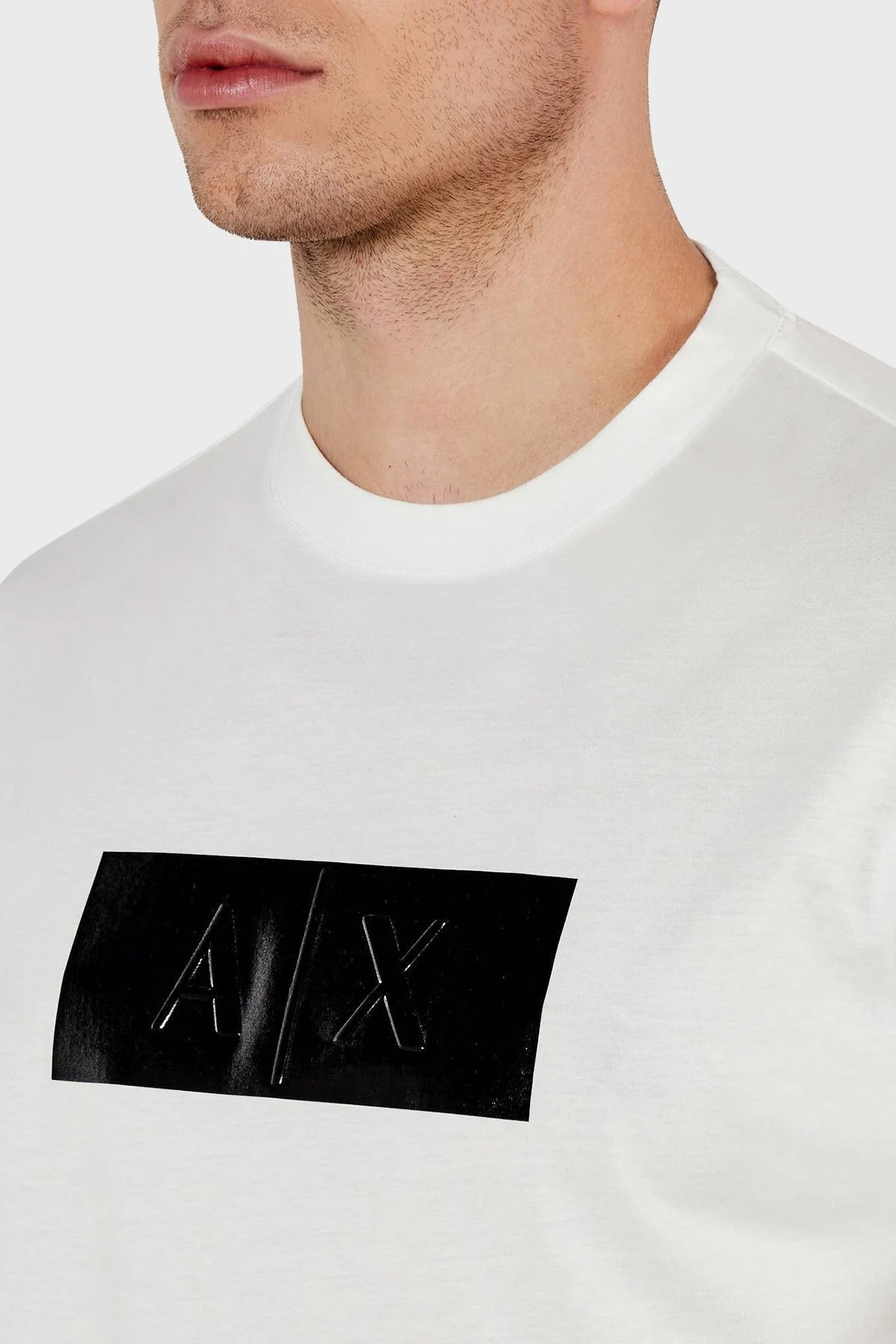 Armani Exchage % 100 Pamuk Regular Fit Logo Baskılı Erkek T Shirt XM000786 AF10364 U0009 BEYAZ - 9