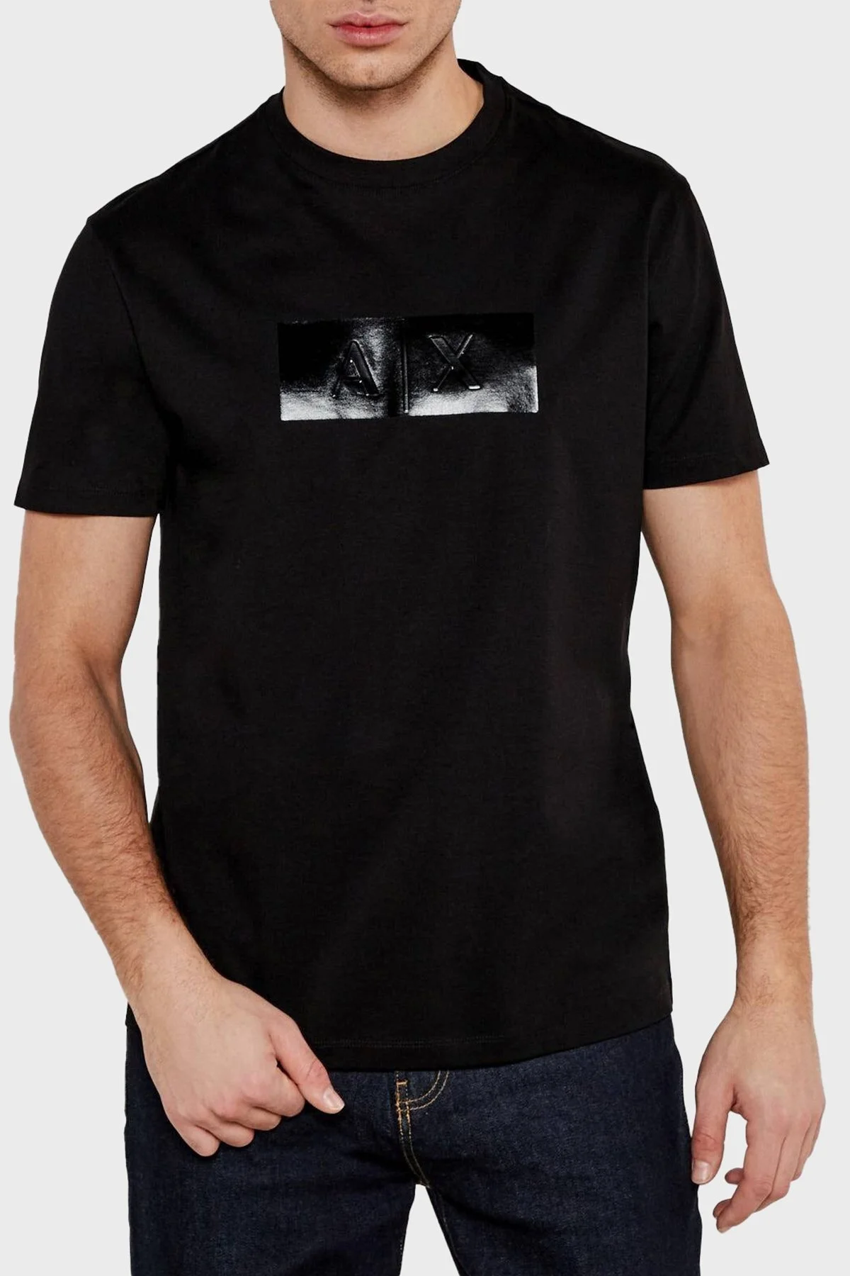 Armani Exchage % 100 Pamuk Regular Fit Logo Baskılı Erkek T Shirt XM000786 AF10364 UC001 SİYAH - 6