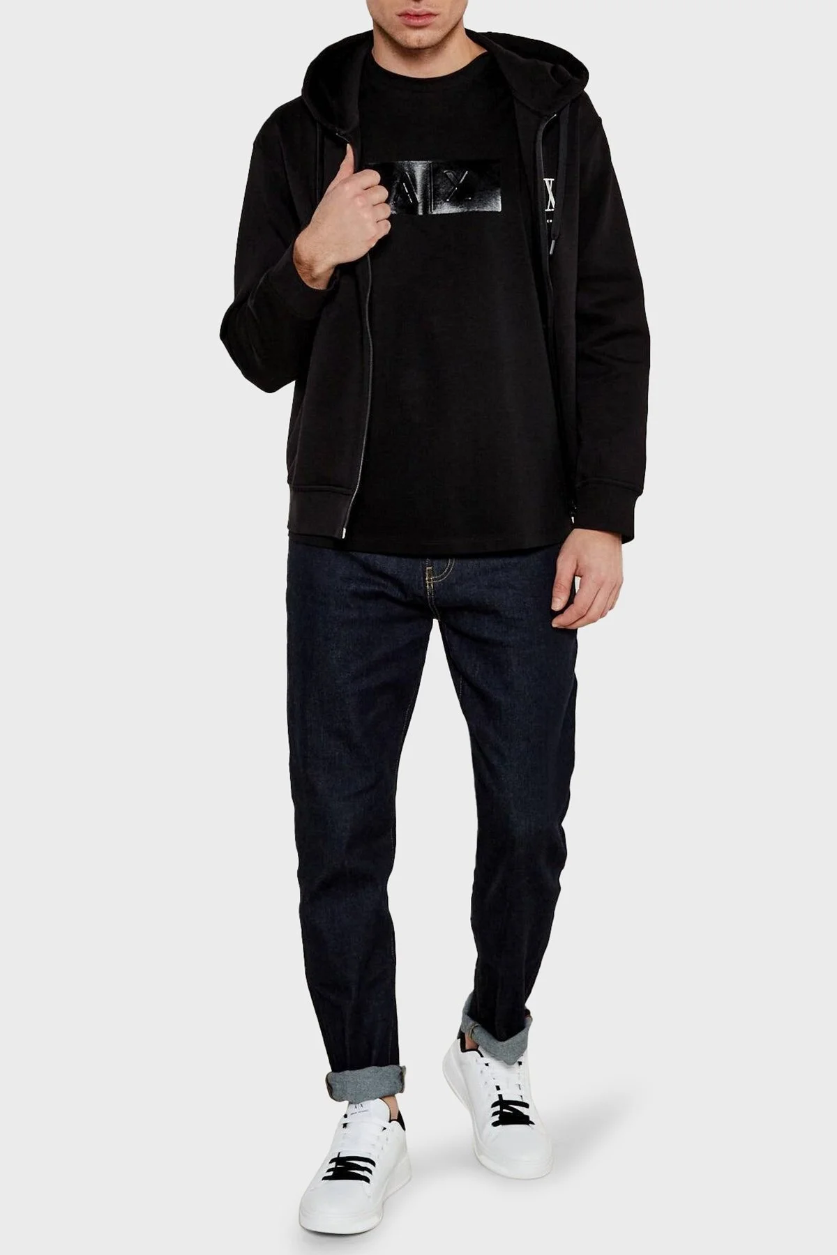 Armani Exchage % 100 Pamuk Regular Fit Logo Baskılı Erkek T Shirt XM000786 AF10364 UC001 SİYAH - 7