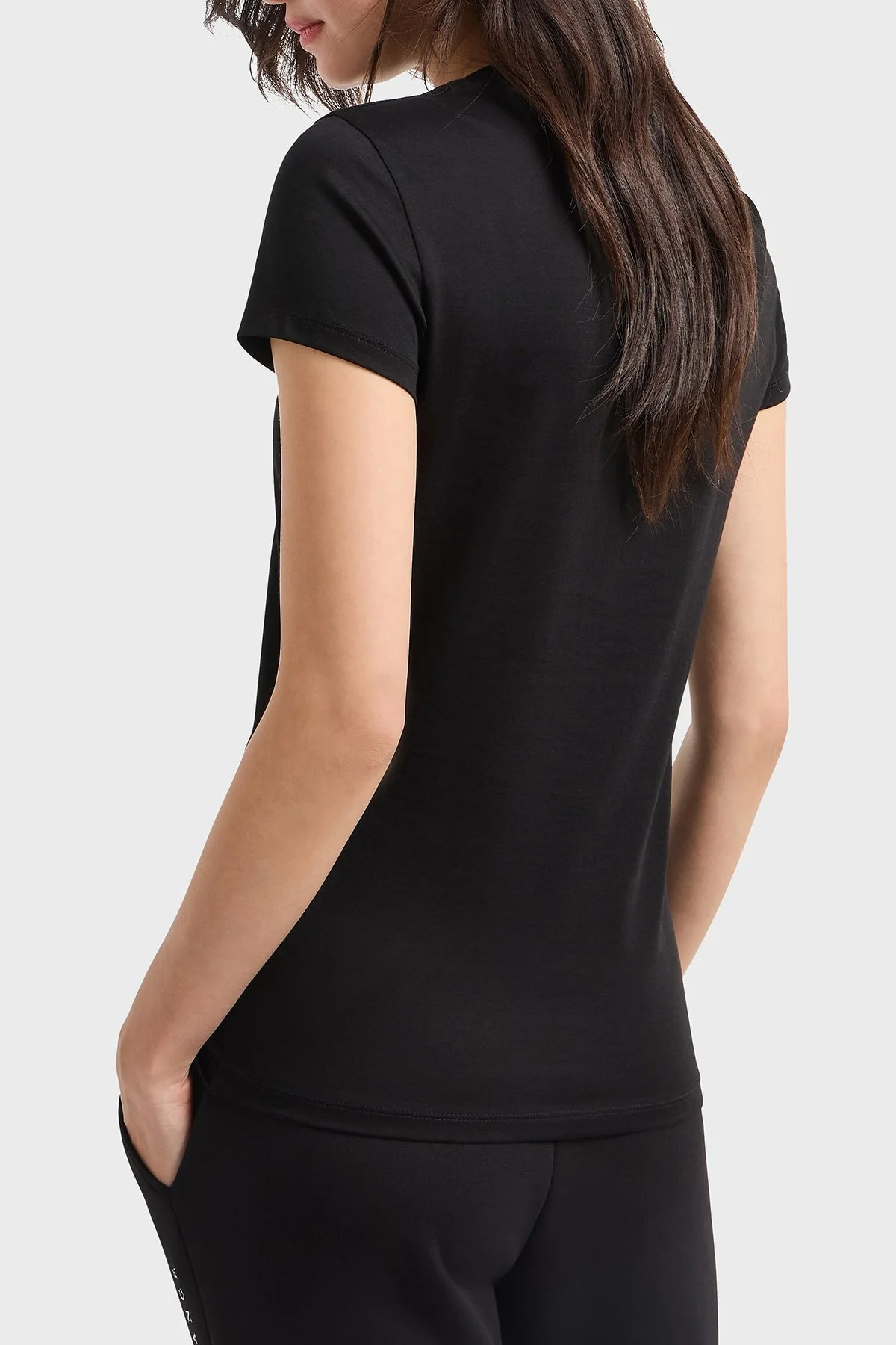 Armani Exchage % 100 Pamuk Regular Fit Logo Tasarımlı Bayan T Shirt XW000315 AF10364 UC001 SİYAH - 8