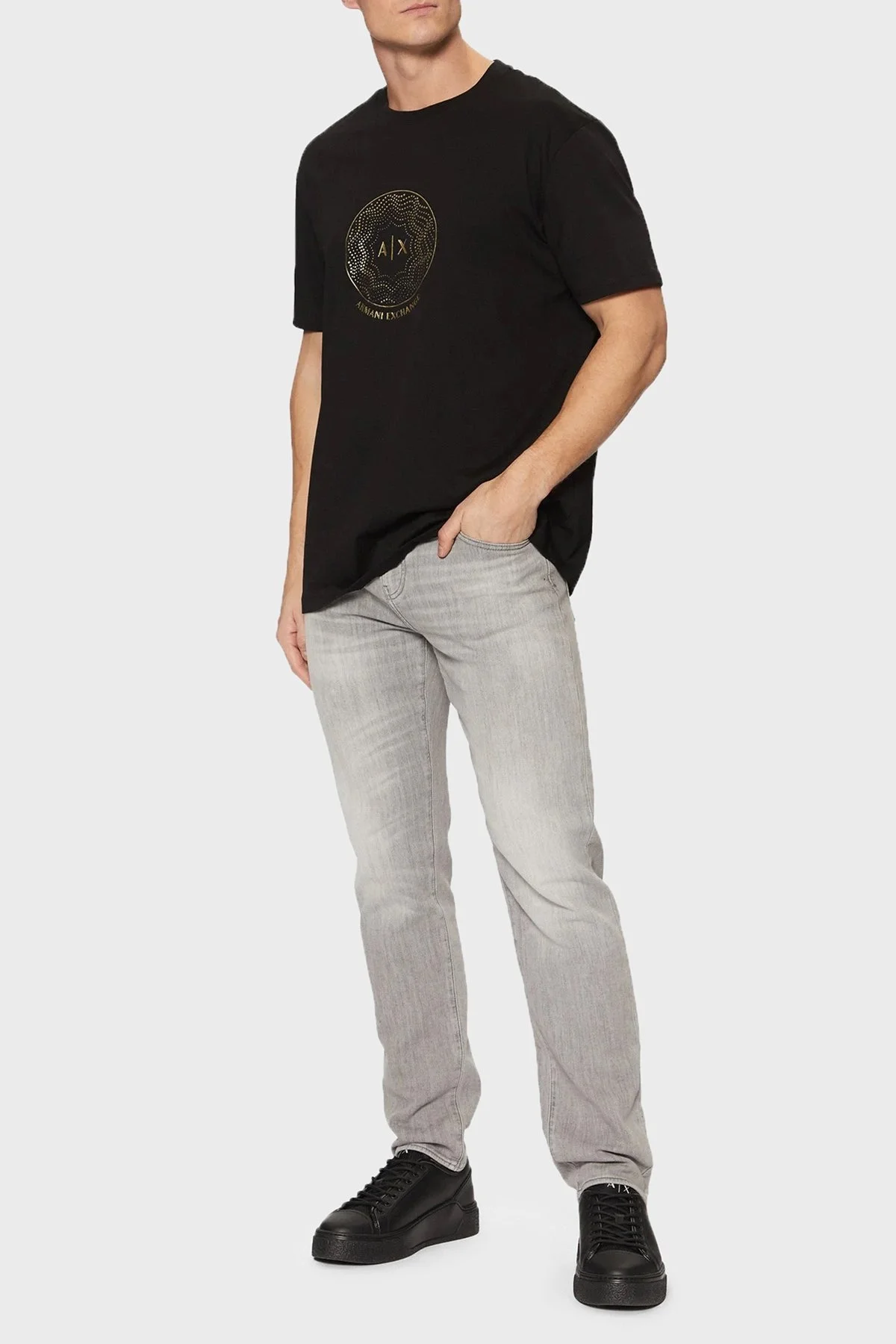 Armani Exchage %100 Pamuk Regular Fit Logolu Erkek T Shirt XM000328 AF10364 UC001 SİYAH - 6