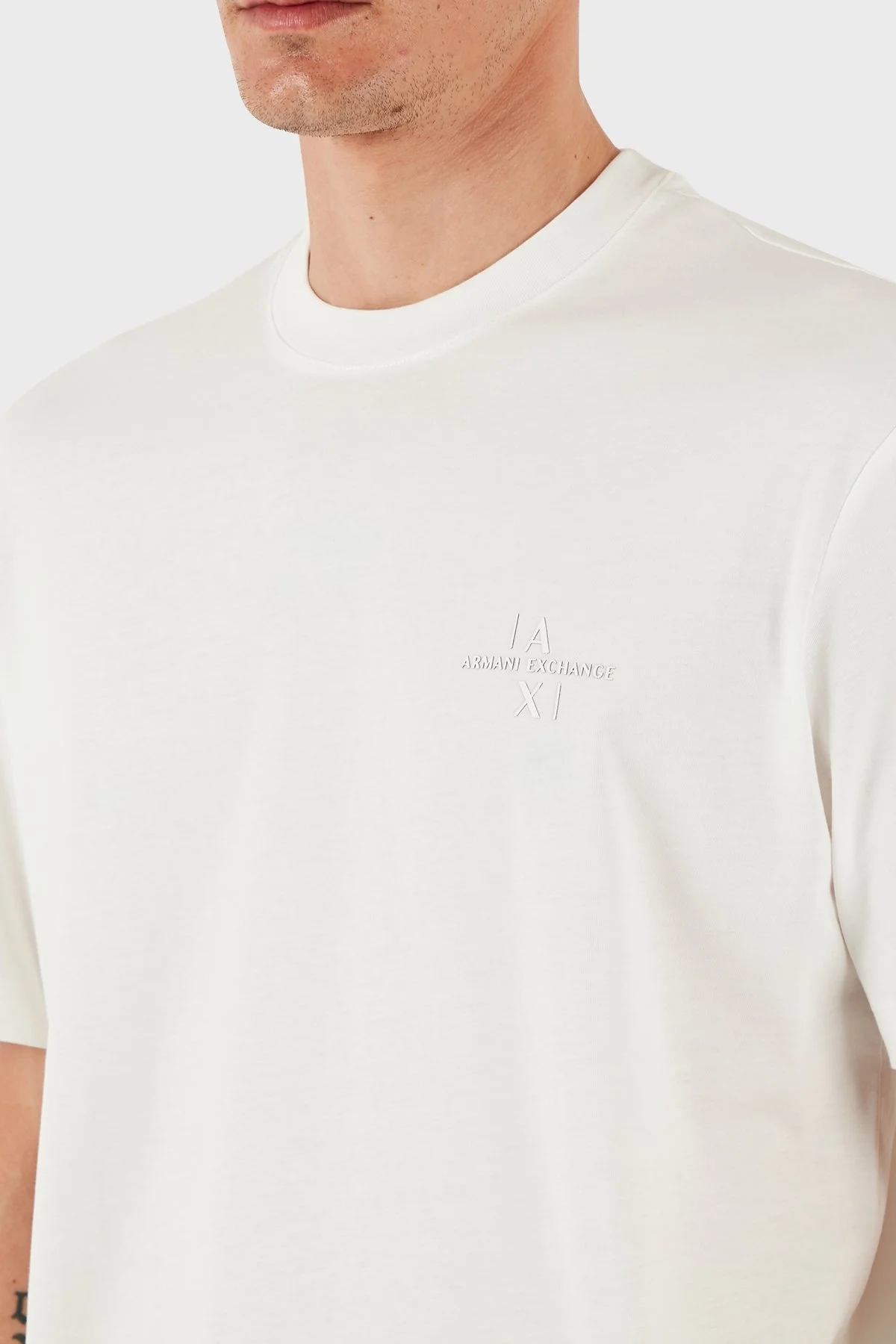 Armani Exchage % 100 Pamuk Regular Fit Logolu Erkek T Shirt XM000763 AF12308 U0009 BEYAZ - 12