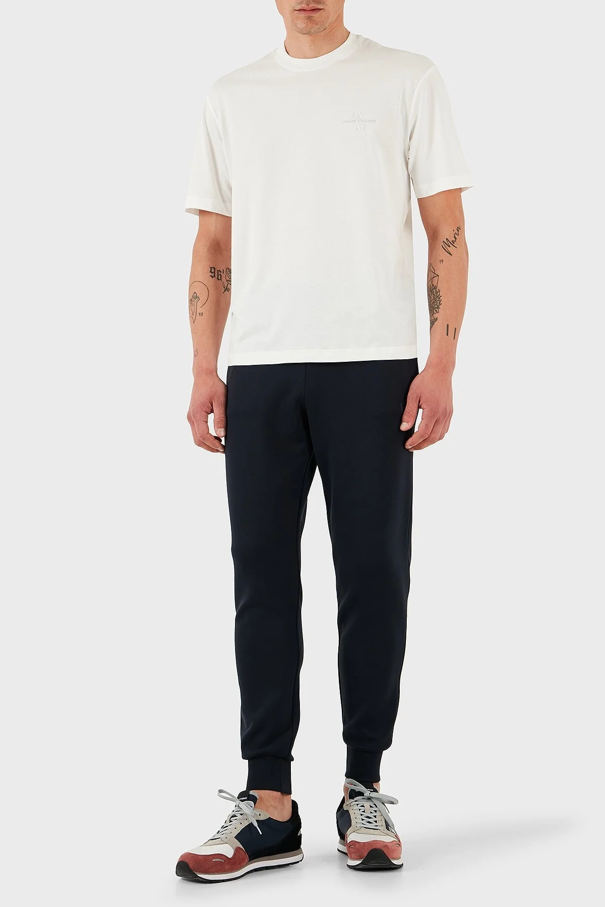 Armani Exchage % 100 Pamuk Regular Fit Logolu Erkek T Shirt XM000763 AF12308 U0009 BEYAZ - 14