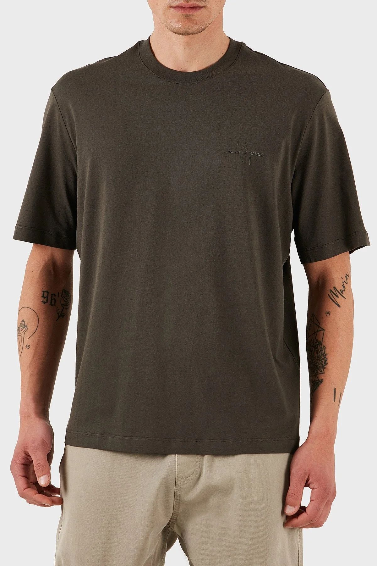 Armani Exchage % 100 Pamuk Regular Fit Logolu Erkek T Shirt XM000763 AF12308 U8120 KAHVE - 7