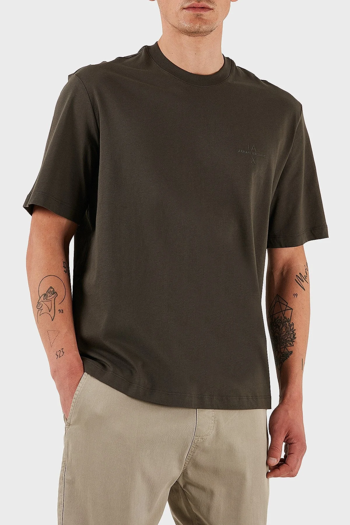 Armani Exchage % 100 Pamuk Regular Fit Logolu Erkek T Shirt XM000763 AF12308 U8120 KAHVE - 10