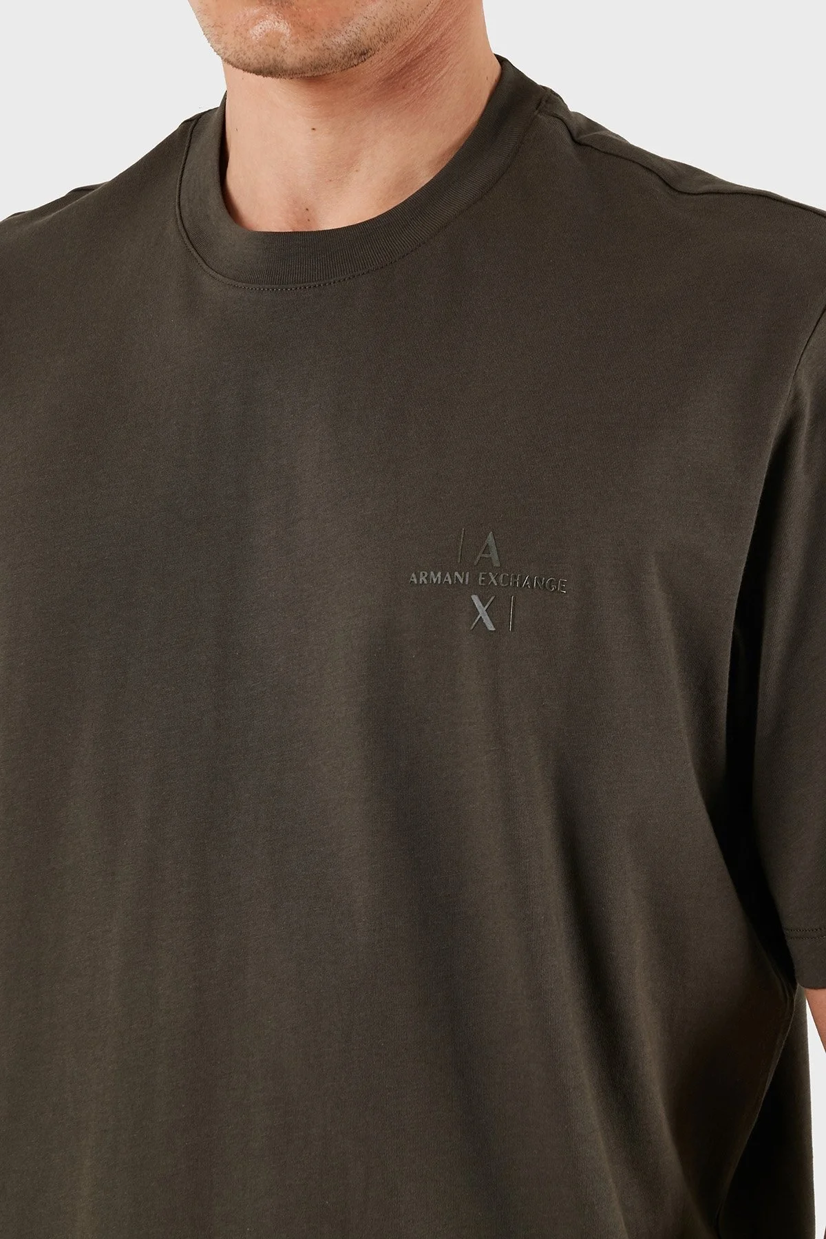 Armani Exchage % 100 Pamuk Regular Fit Logolu Erkek T Shirt XM000763 AF12308 U8120 KAHVE - 12