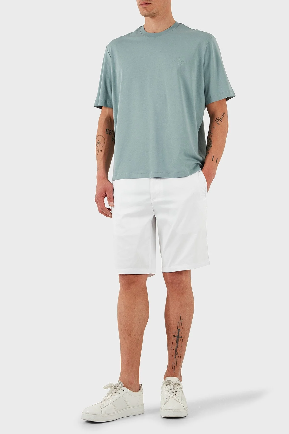 Armani Exchage % 100 Pamuk Regular Fit Logolu Erkek T Shirt XM000763 AF12308 U9212 AÇIK MAVİ - 8