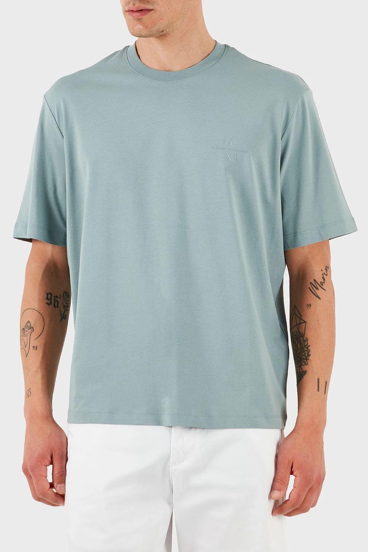 Armani Exchage % 100 Pamuk Regular Fit Logolu Erkek T Shirt XM000763 AF12308 U9212 AÇIK MAVİ - 10