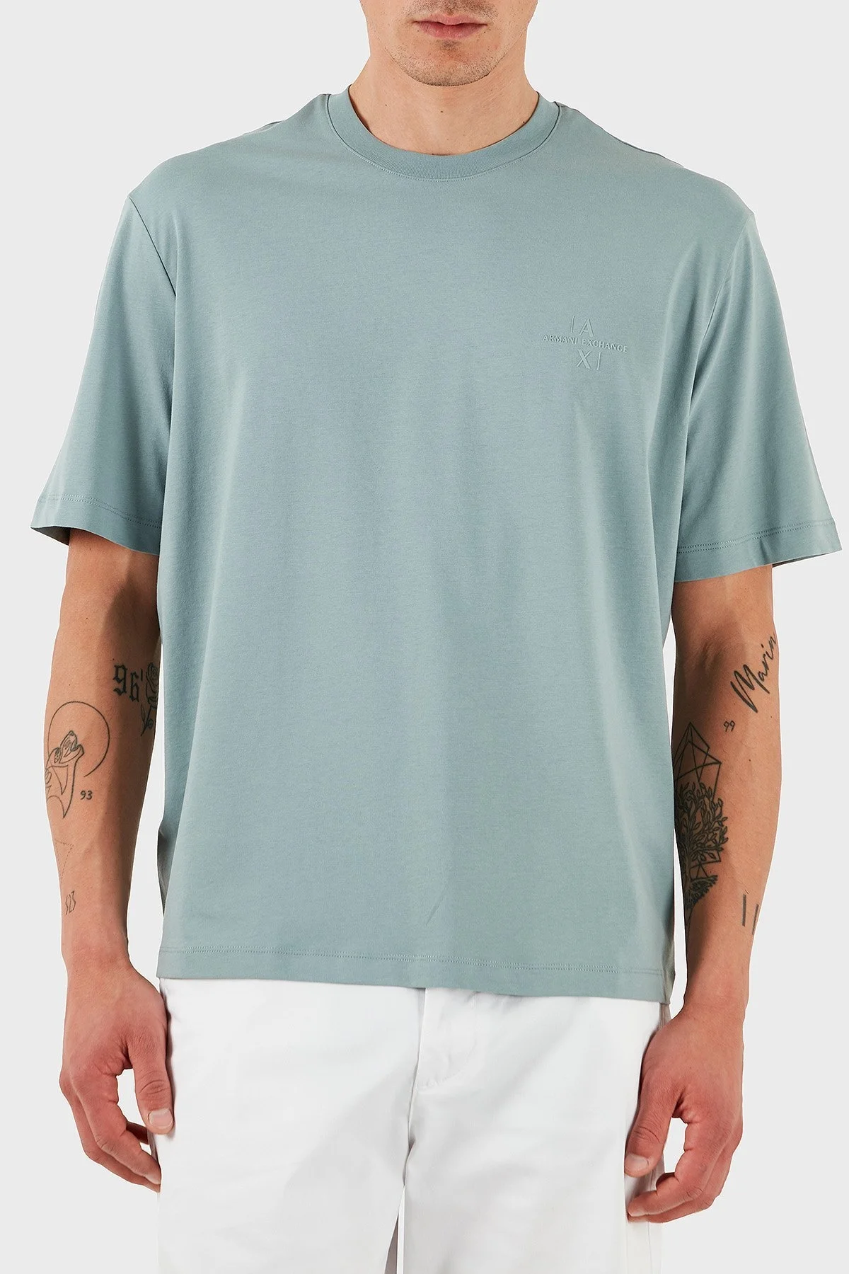 Armani Exchage % 100 Pamuk Regular Fit Logolu Erkek T Shirt XM000763 AF12308 U9212 AÇIK MAVİ - 11