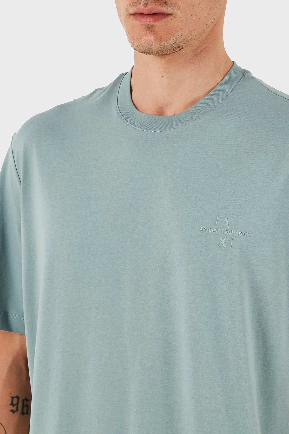 Armani Exchage % 100 Pamuk Regular Fit Logolu Erkek T Shirt XM000763 AF12308 U9212 AÇIK MAVİ - 12