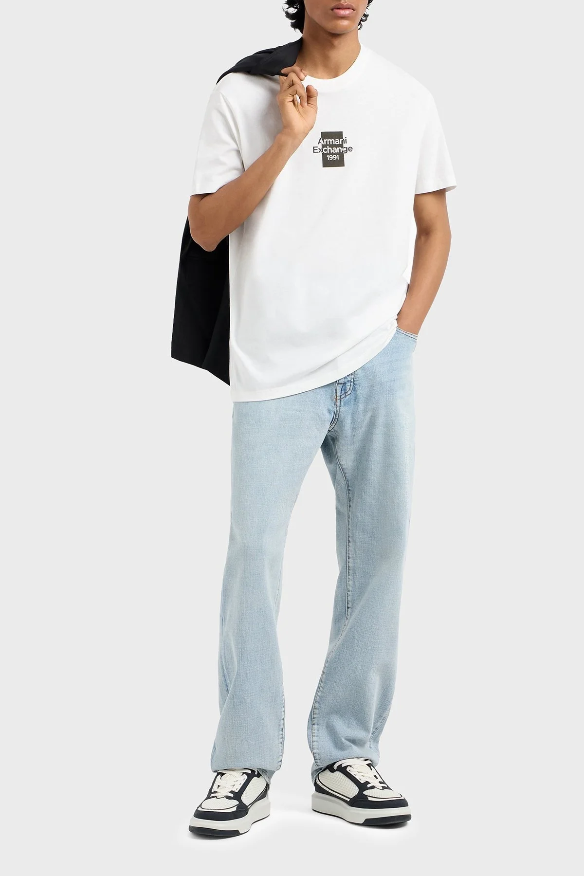 Armani Exchage % 100 Pamuk Regular Fit Logolu Erkek T Shirt XM000767 AF12308 U0009 BEYAZ - 7