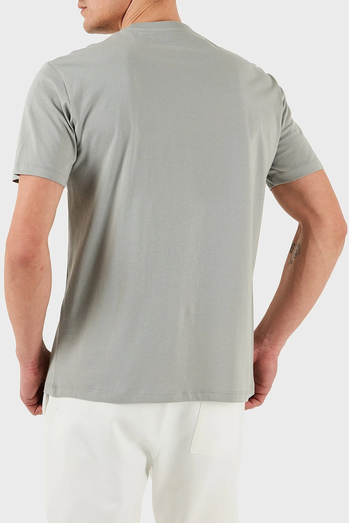 Armani Exchage % 100 Pamuk Regular Fit Logolu Erkek T Shirt XM000767 AF12308 U8051 GRİ - 9