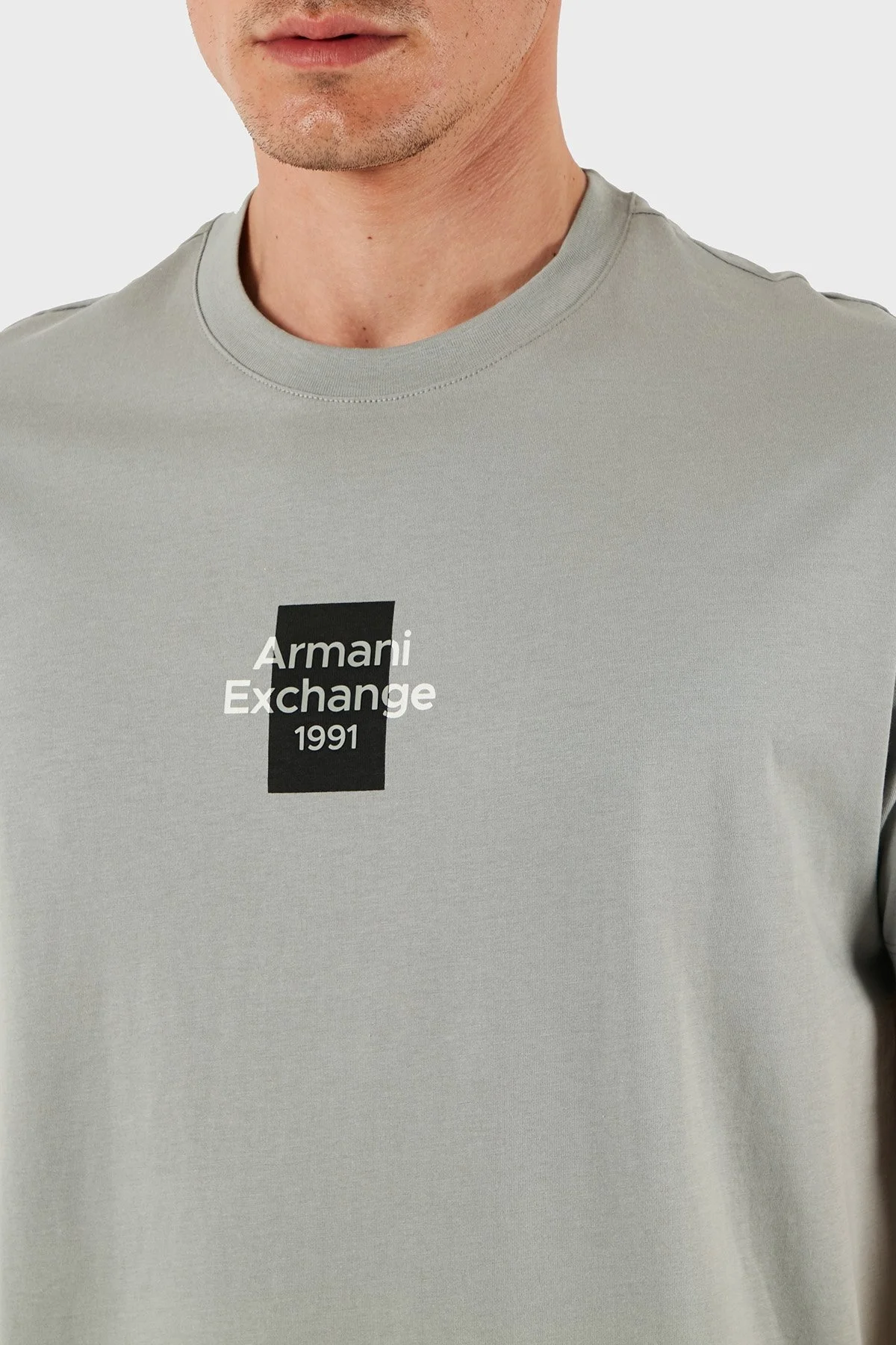 Armani Exchage % 100 Pamuk Regular Fit Logolu Erkek T Shirt XM000767 AF12308 U8051 GRİ - 12