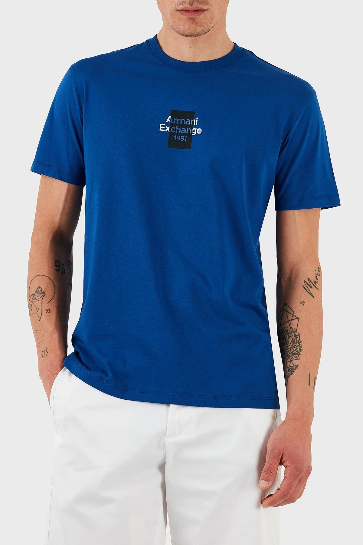 Armani Exchage % 100 Pamuk Regular Fit Logolu Erkek T Shirt XM000767 AF12308 UB088 LACİVERT - 7