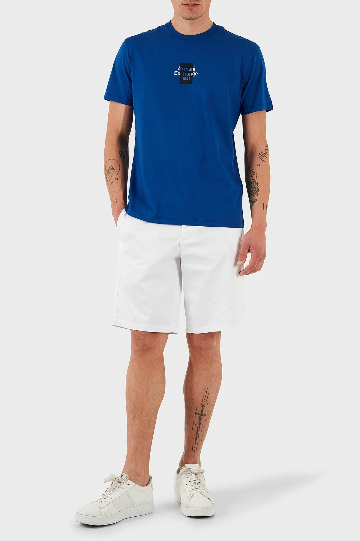 Armani Exchage % 100 Pamuk Regular Fit Logolu Erkek T Shirt XM000767 AF12308 UB088 LACİVERT - 8