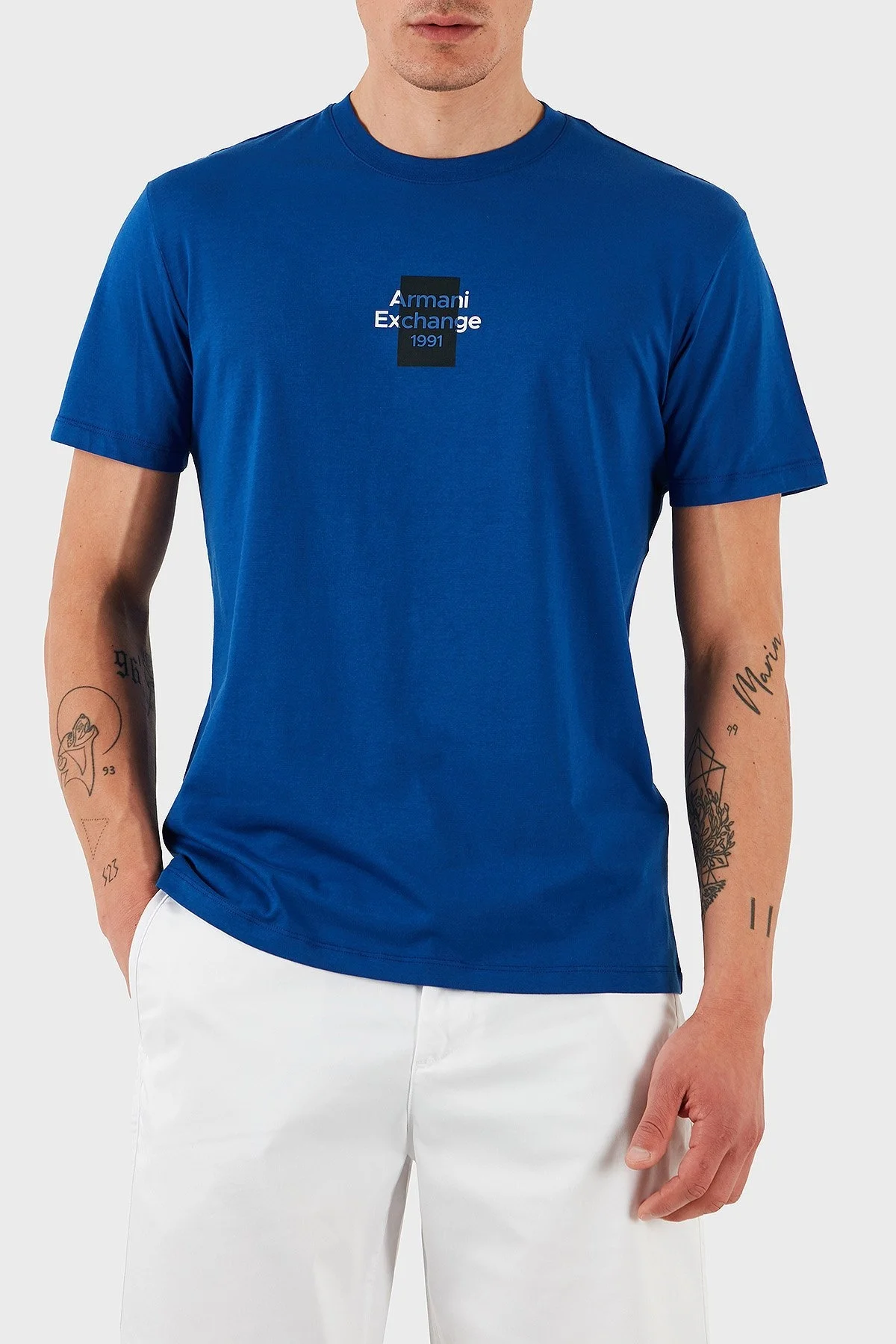 Armani Exchage % 100 Pamuk Regular Fit Logolu Erkek T Shirt XM000767 AF12308 UB088 LACİVERT - 10