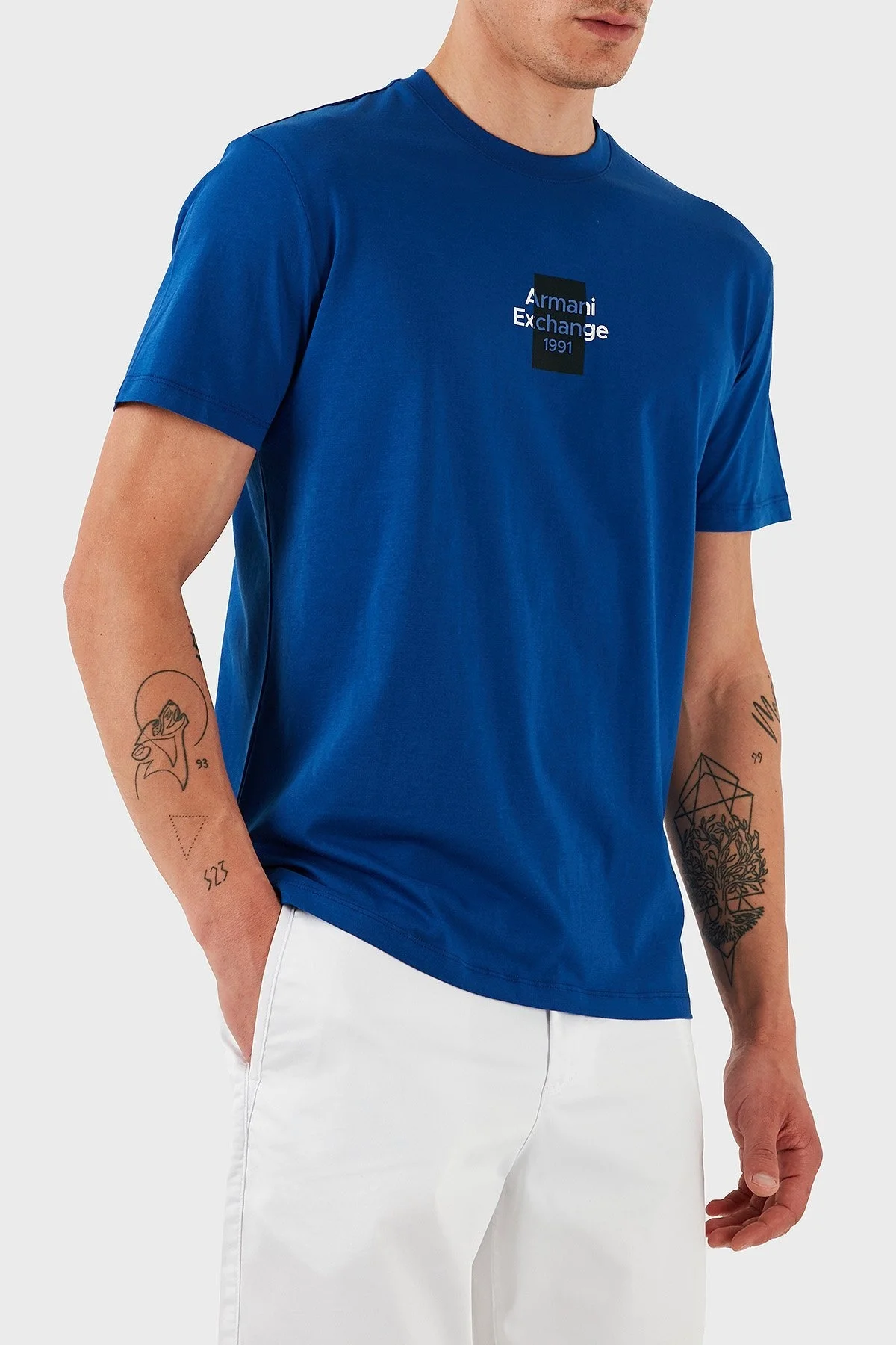 Armani Exchage % 100 Pamuk Regular Fit Logolu Erkek T Shirt XM000767 AF12308 UB088 LACİVERT - 11