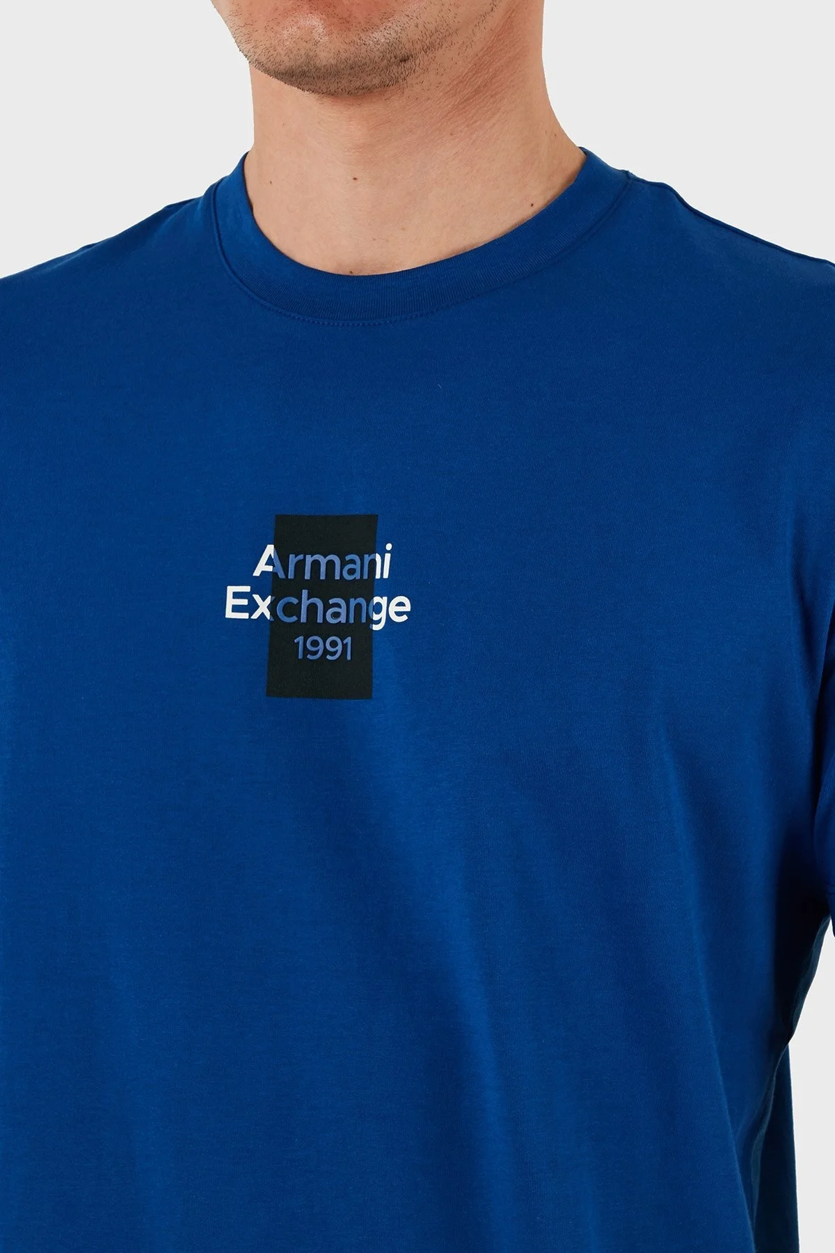 Armani Exchage % 100 Pamuk Regular Fit Logolu Erkek T Shirt XM000767 AF12308 UB088 LACİVERT - 12
