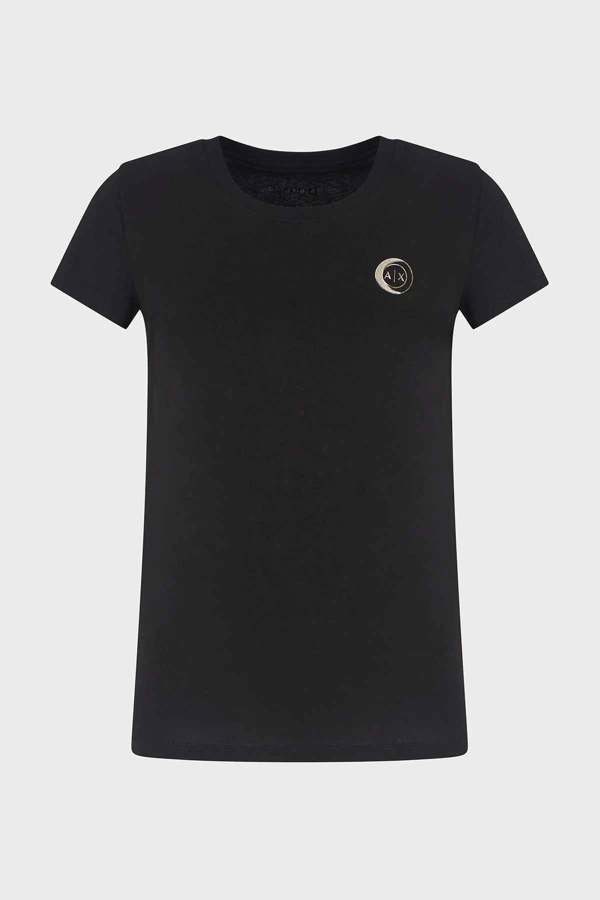 Armani Exchage % 100 Pamuk Regular Fit Metalik Logolu Bayan T Shirt XW000320 AF10356 UC001 SİYAH - 10