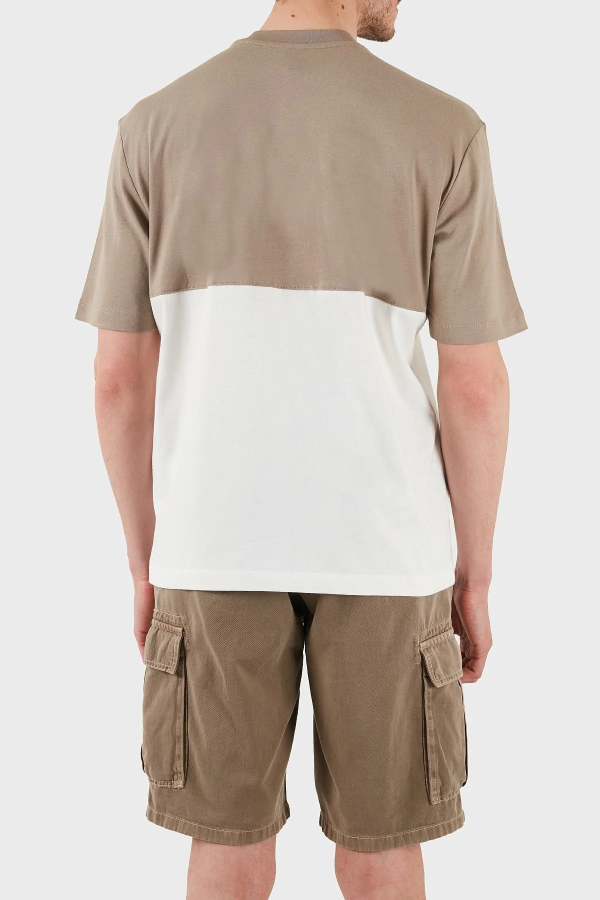 Armani Exchage % 100 Pamuk Regular Fit Sıfır Yaka Erkek T Shirt XM000485 AF10362 M6062 BEJ-EKRU - 9