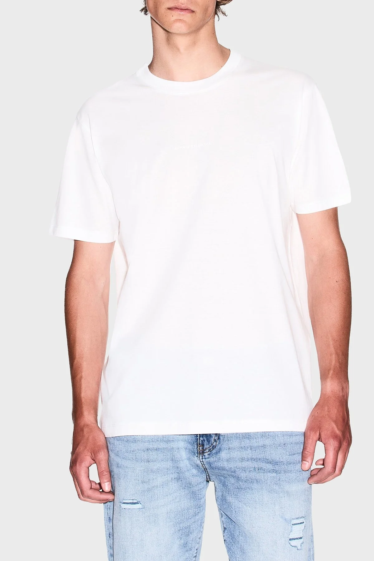 Armani Exchage % 100 Pamuk Regular Fit Sıfır Yaka Erkek T Shirt XM000533 AF10364 U0009 BEYAZ - 6