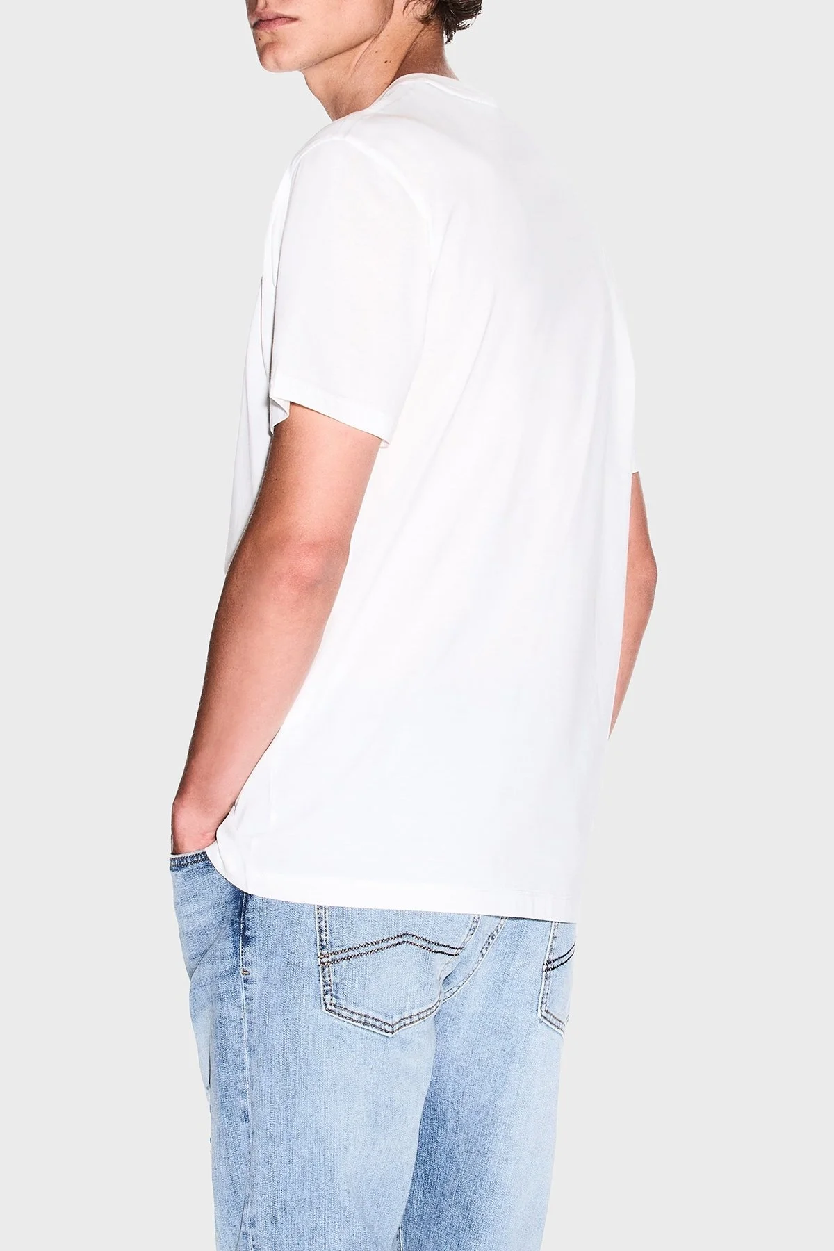 Armani Exchage % 100 Pamuk Regular Fit Sıfır Yaka Erkek T Shirt XM000533 AF10364 U0009 BEYAZ - 8
