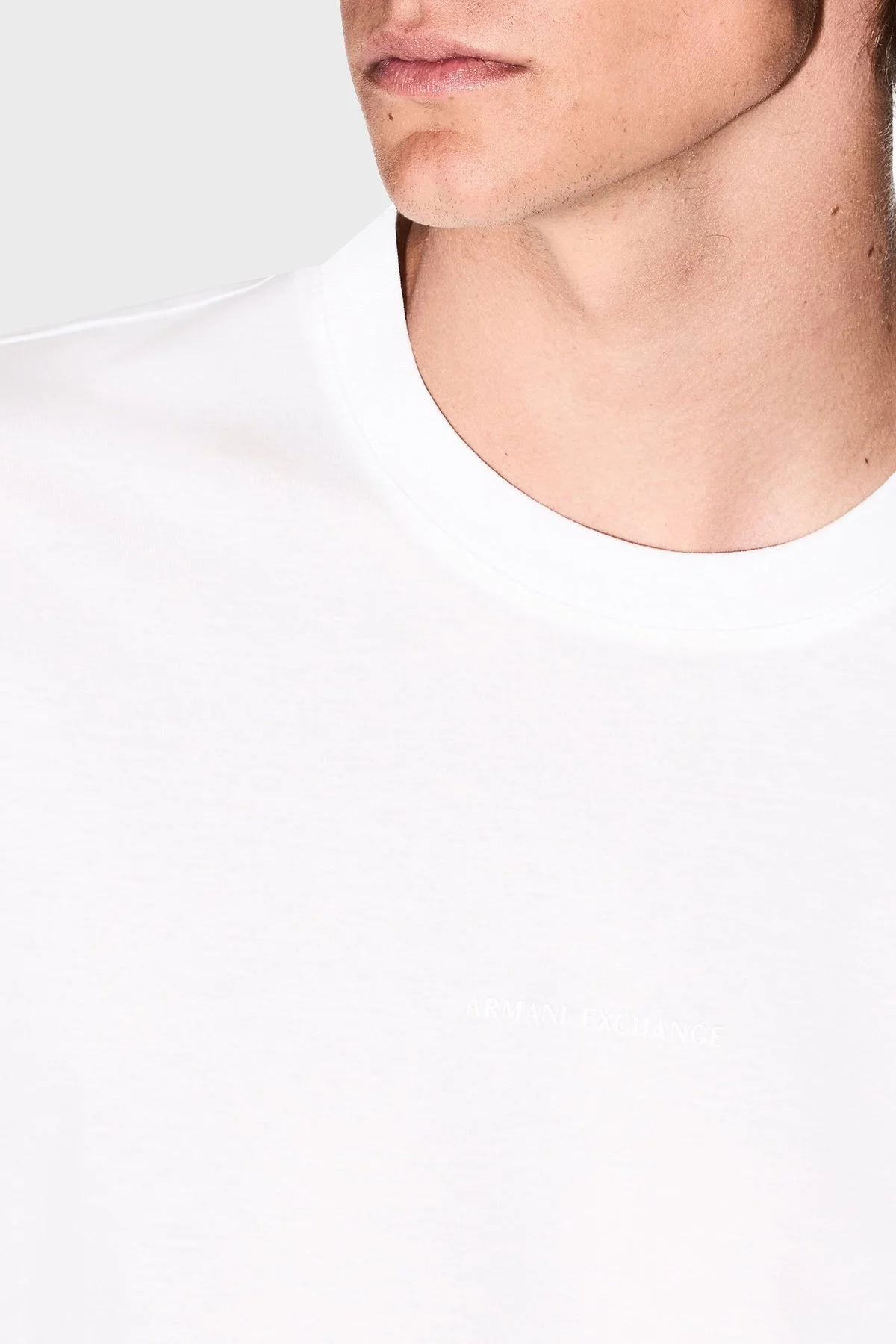 Armani Exchage % 100 Pamuk Regular Fit Sıfır Yaka Erkek T Shirt XM000533 AF10364 U0009 BEYAZ - 9