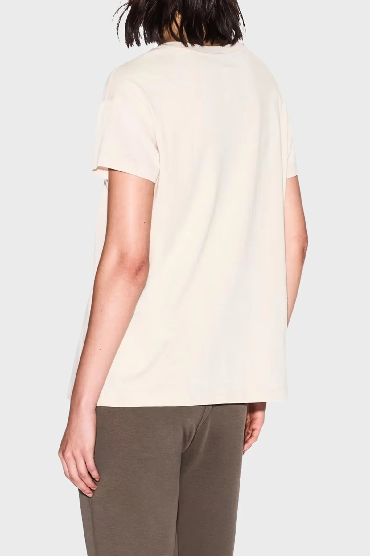 Armani Exchage % 100 Pamuk Relaxed Fit Taşlı Logolu Bayan T Shirt XW000830 AF10356 U1092 KREM - 8