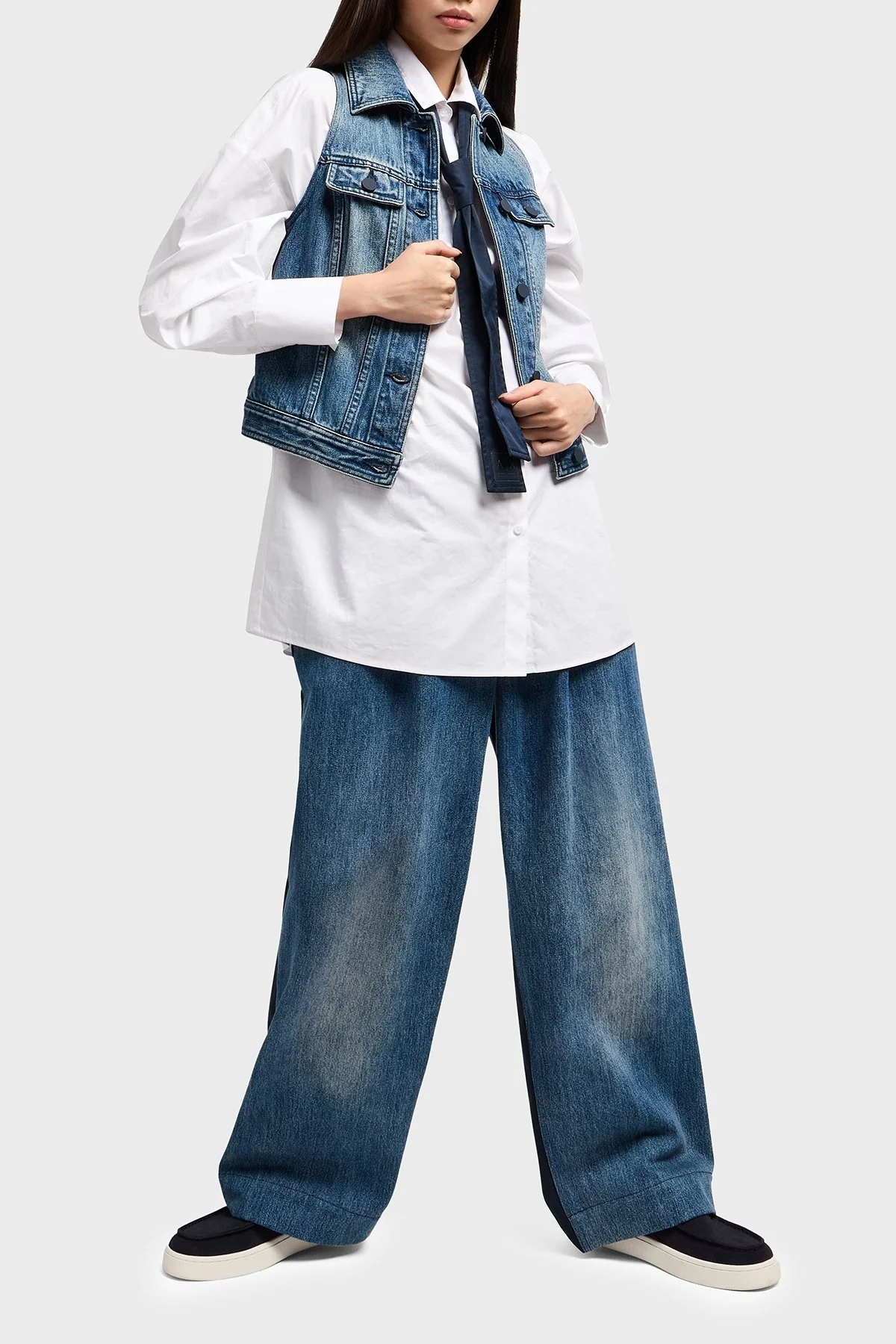 Armani Exchage % 100 Pamuk Slim Fit Kolsuz Bayan Kot Ceket XW000558 AF12845 MB115 LACİVERT - 7