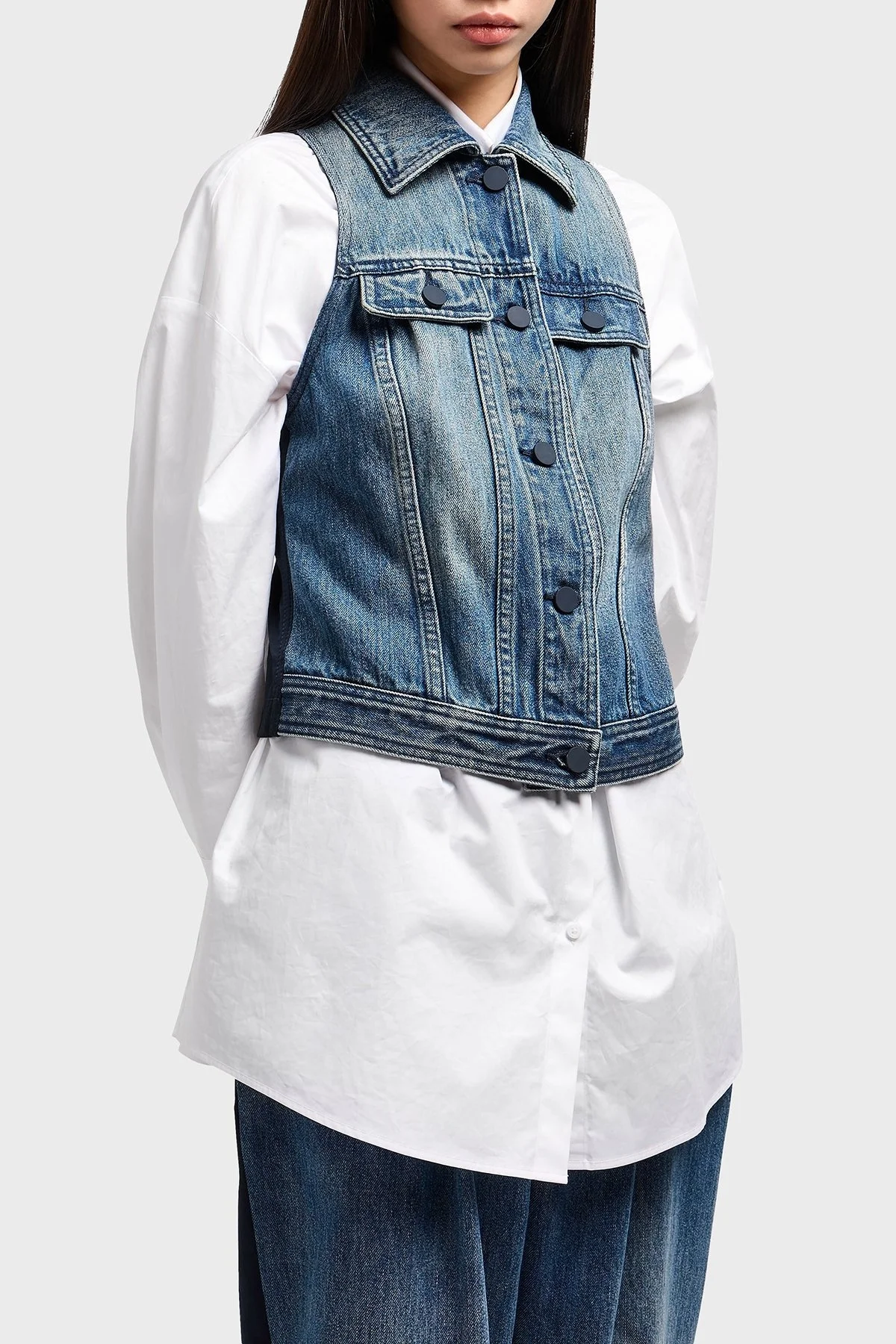 Armani Exchage % 100 Pamuk Slim Fit Kolsuz Bayan Kot Ceket XW000558 AF12845 MB115 LACİVERT - 8