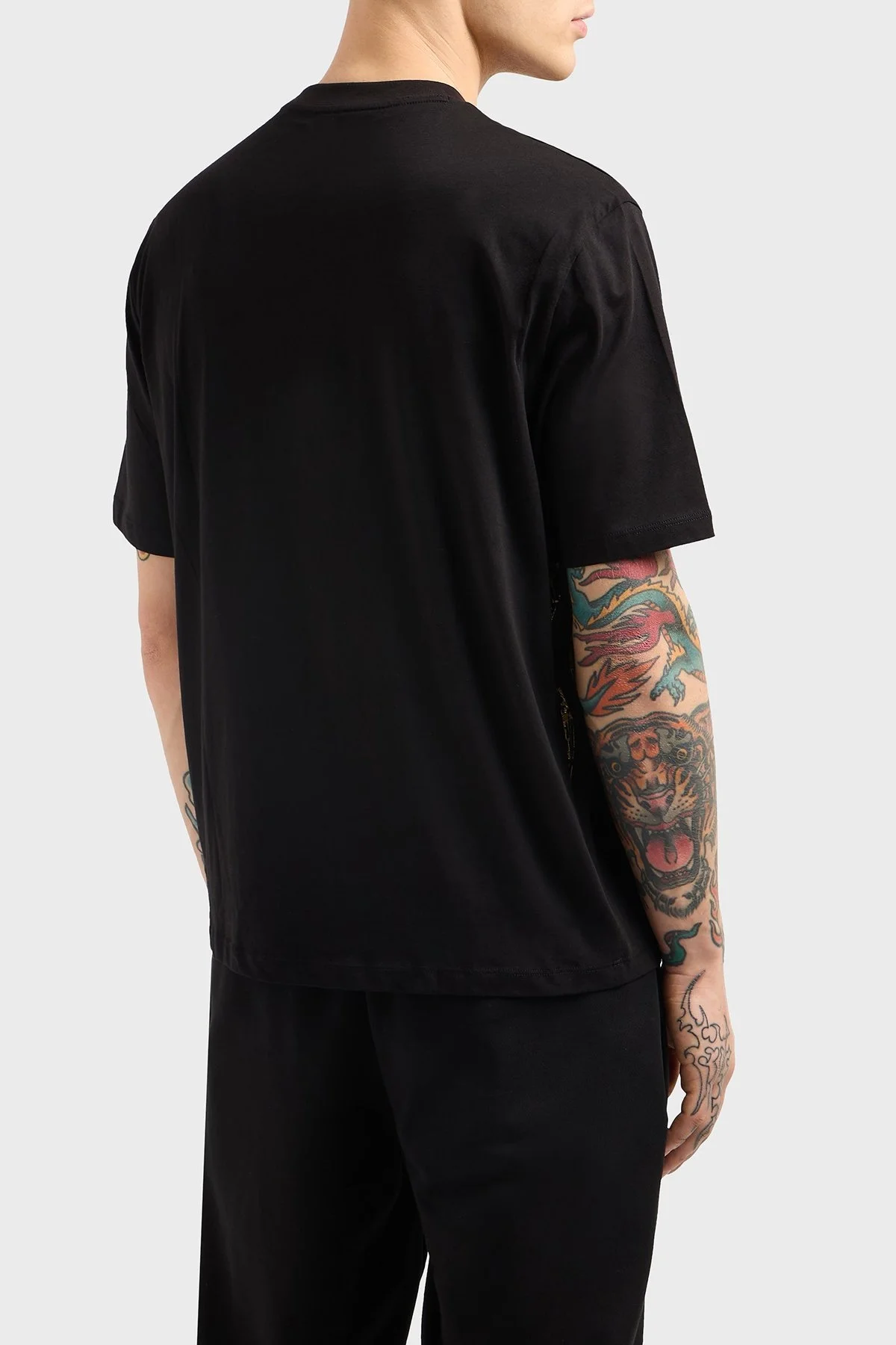 Armani Exchage Baskılı % 100 Pamuk Regular Fit Bisiklet Yaka Erkek T Shirt XM000213 AF10356 UC001 SİYAH - 9