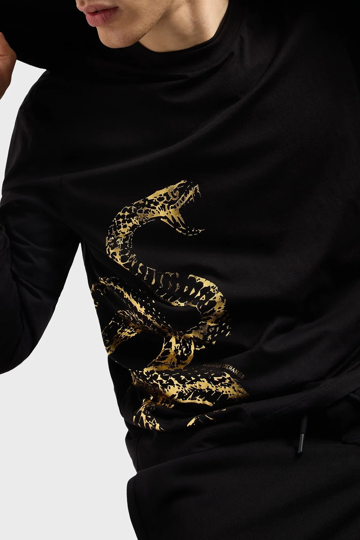 Armani Exchage Baskılı % 100 Pamuk Regular Fit Bisiklet Yaka Erkek T Shirt XM000213 AF10356 UC001 SİYAH - 11