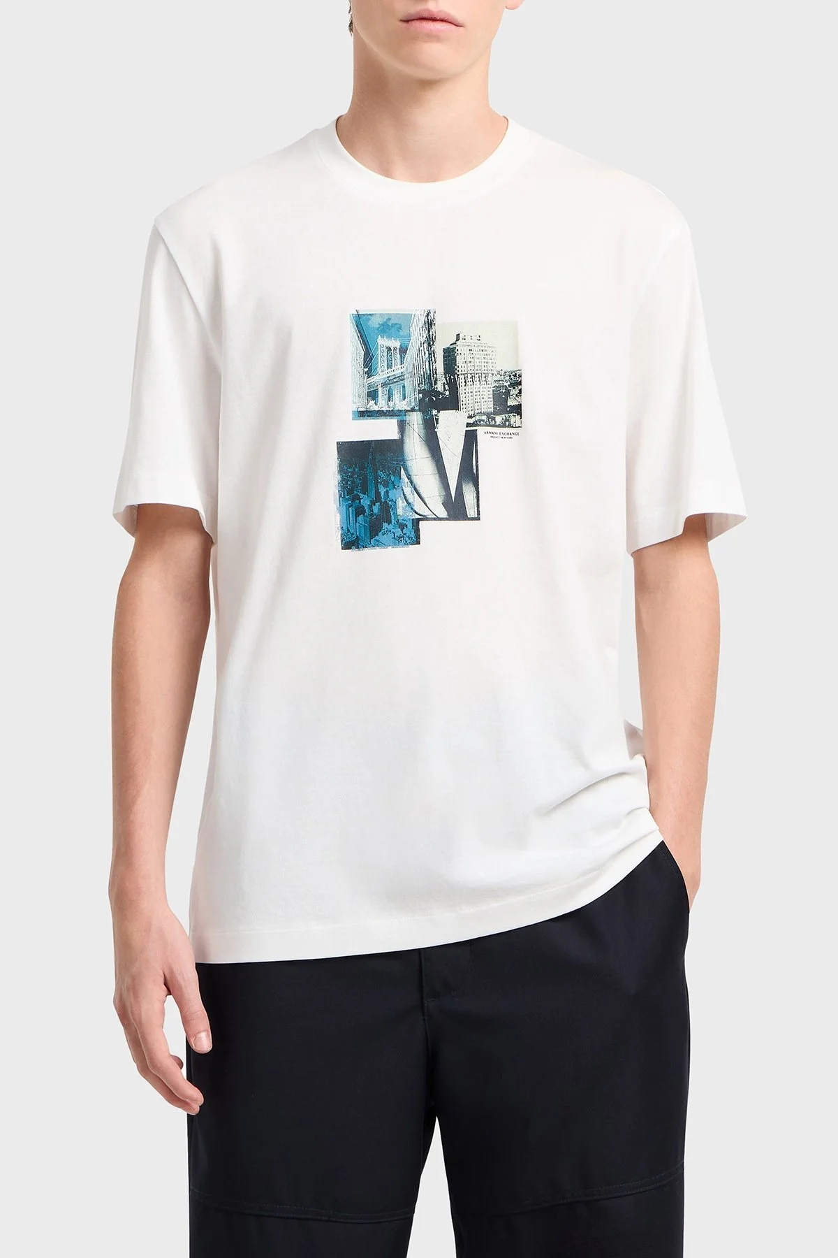 Armani Exchage Baskılı % 100 Pamuk Regular Fit Bisiklet Yaka Erkek T Shirt XM000269 AF12112 U0009 BEYAZ - 6