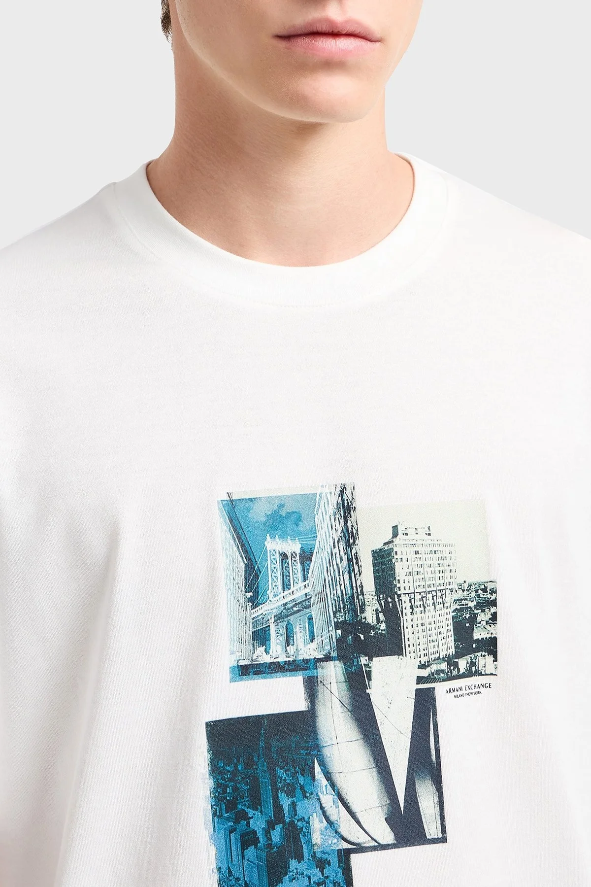 Armani Exchage Baskılı % 100 Pamuk Regular Fit Bisiklet Yaka Erkek T Shirt XM000269 AF12112 U0009 BEYAZ - 9