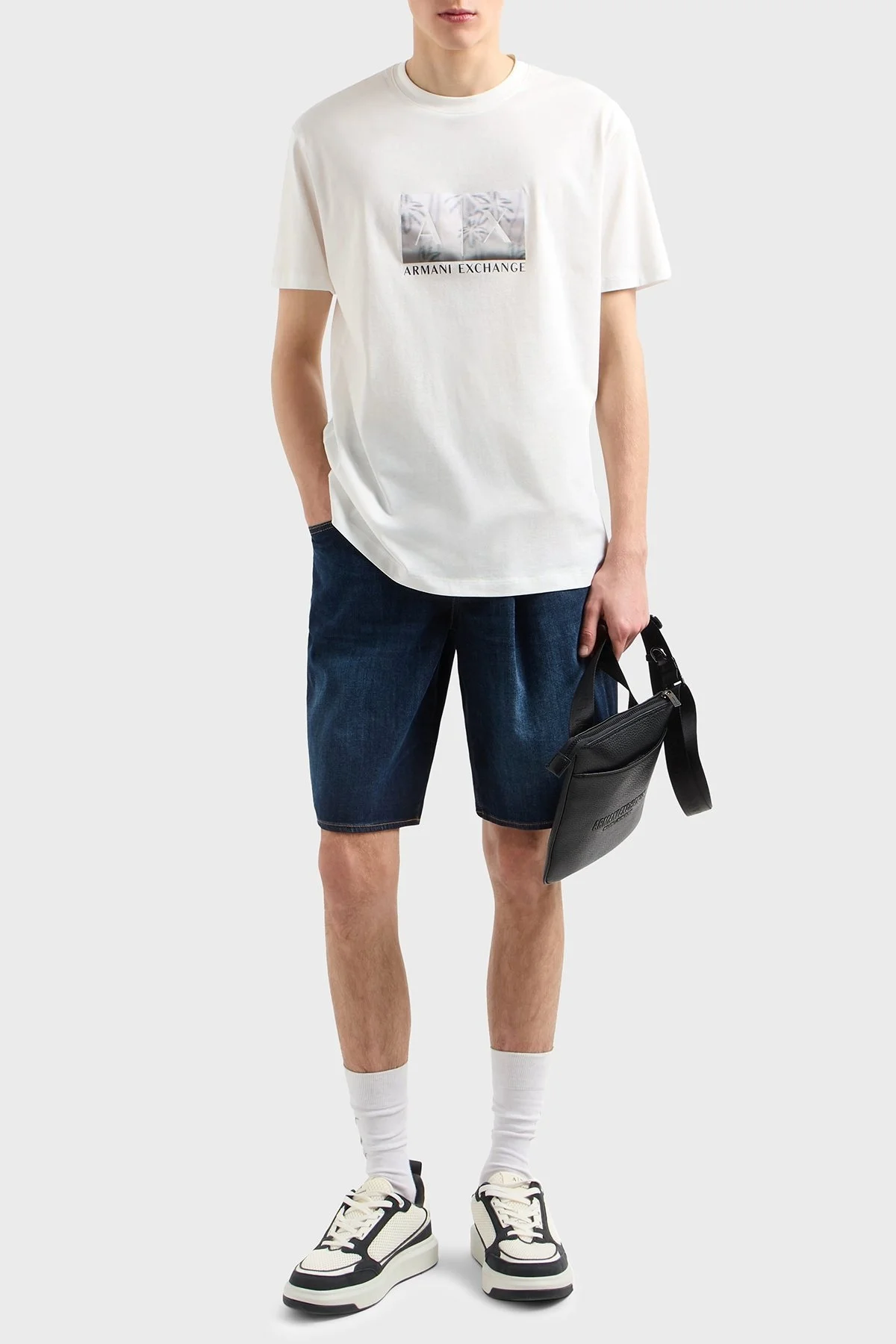 Armani Exchage Baskılı % 100 Pamuk Regular Fit Bisiklet Yaka Erkek T Shirt XM000555 AF10358 U0009 BEYAZ - 7