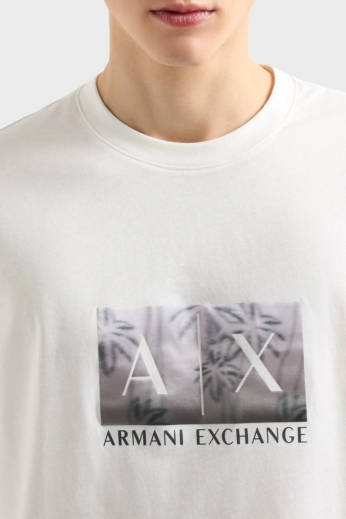 Armani Exchage Baskılı % 100 Pamuk Regular Fit Bisiklet Yaka Erkek T Shirt XM000555 AF10358 U0009 BEYAZ - 9