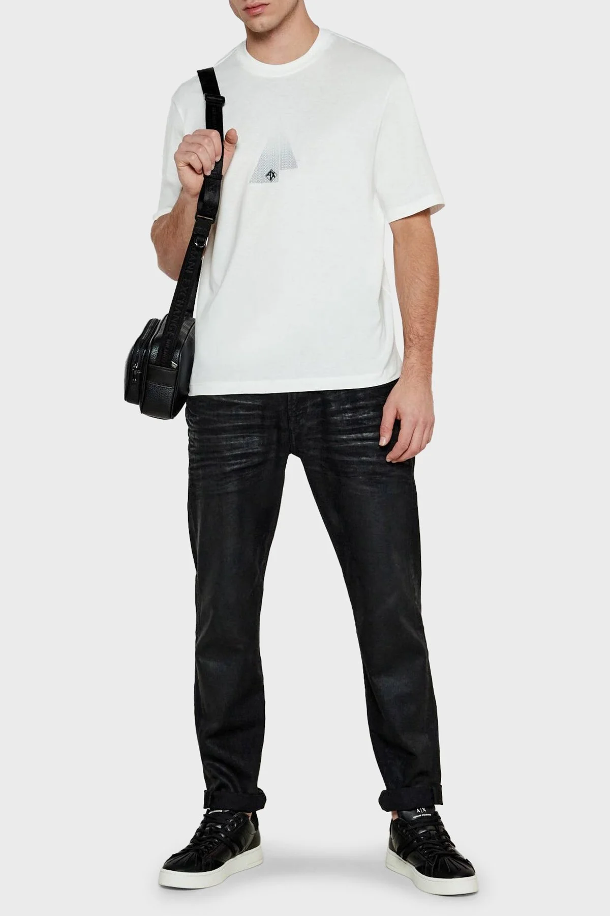 Armani Exchage Logo Baskılı % 100 Pamuk Regular Fit Bisiklet Yaka Erkek T Shirt XM000270 AF12112 U0009 BEYAZ - 6