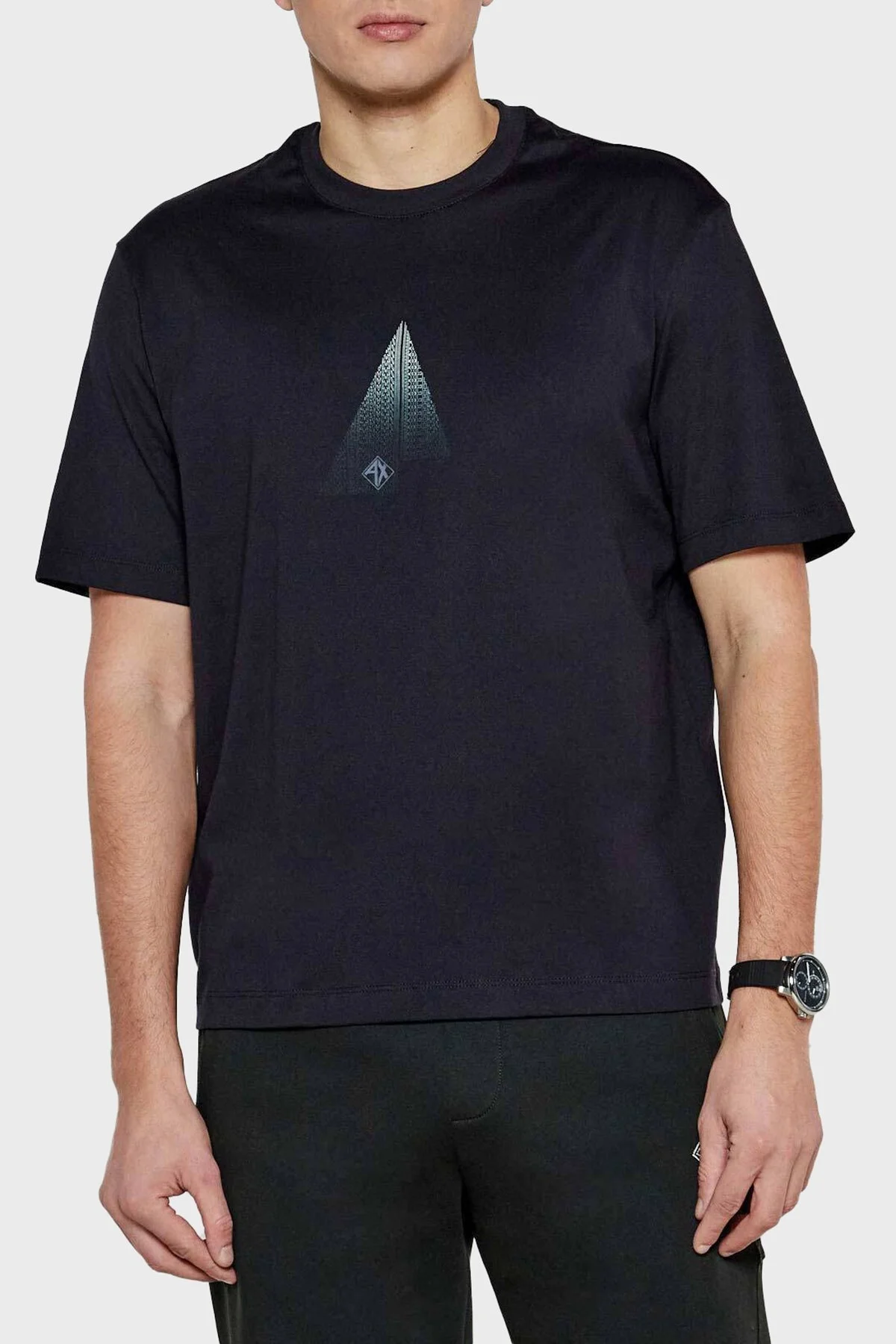 Armani Exchage Logo Baskılı % 100 Pamuk Regular Fit Bisiklet Yaka Erkek T Shirt XM000270 AF12112 UB101 LACİVERT - 5