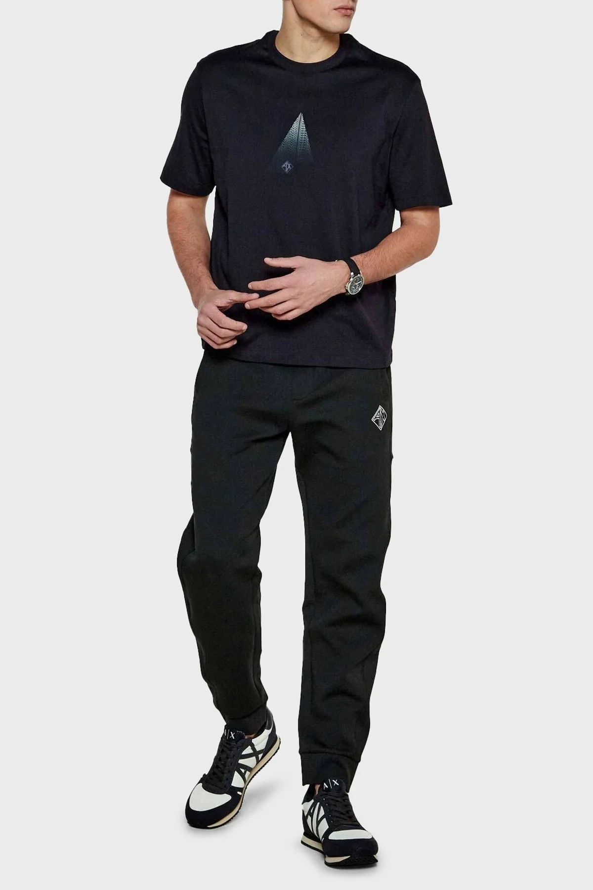 Armani Exchage Logo Baskılı % 100 Pamuk Regular Fit Bisiklet Yaka Erkek T Shirt XM000270 AF12112 UB101 LACİVERT - 6
