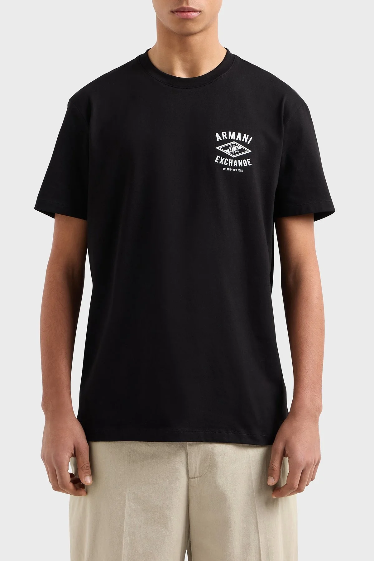 Armani Exchage Logo Baskılı % 100 Pamuk Regular Fit Bisiklet Yaka Erkek T Shirt XM000550 AF10362 UC001 SİYAH - 6