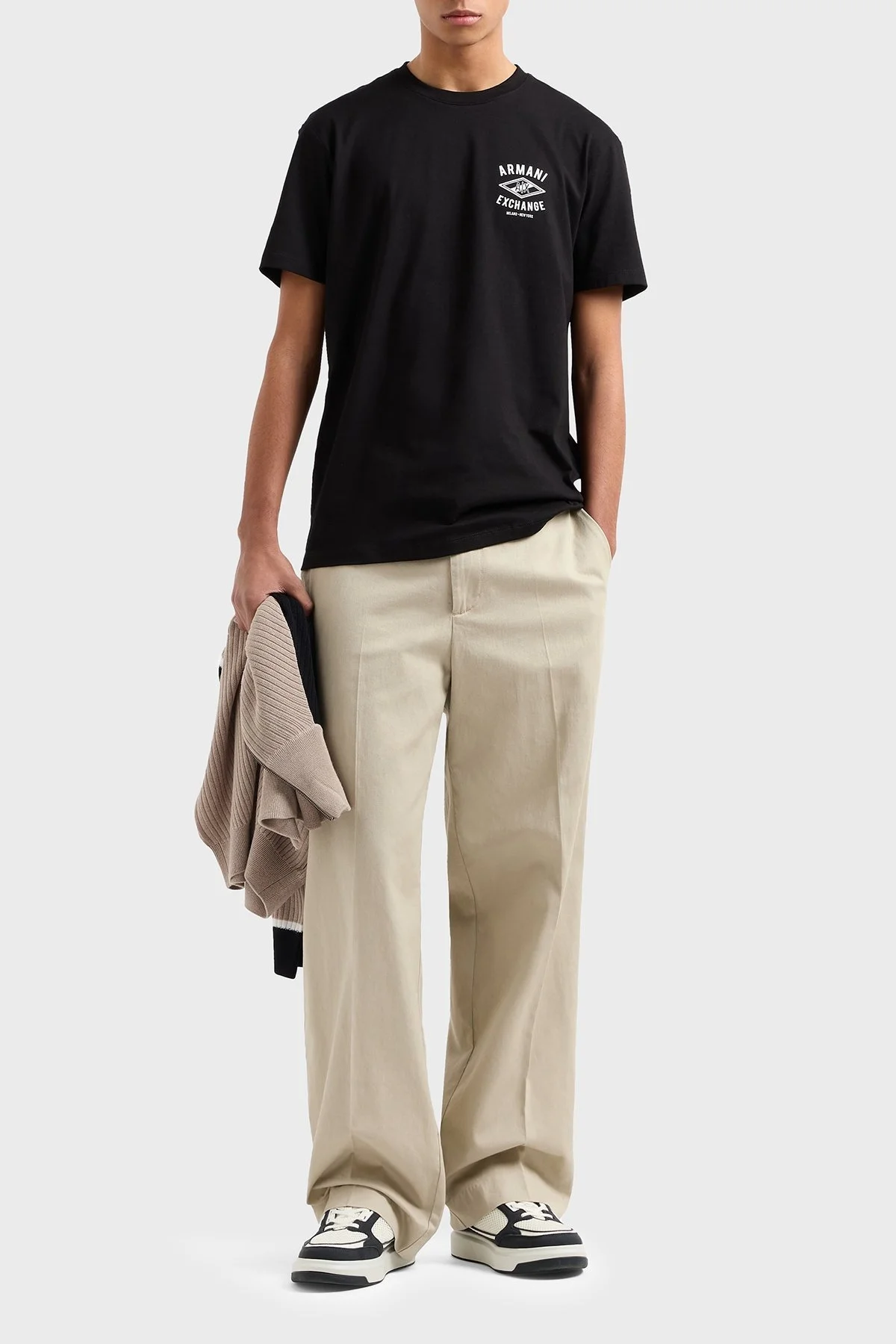 Armani Exchage Logo Baskılı % 100 Pamuk Regular Fit Bisiklet Yaka Erkek T Shirt XM000550 AF10362 UC001 SİYAH - 7