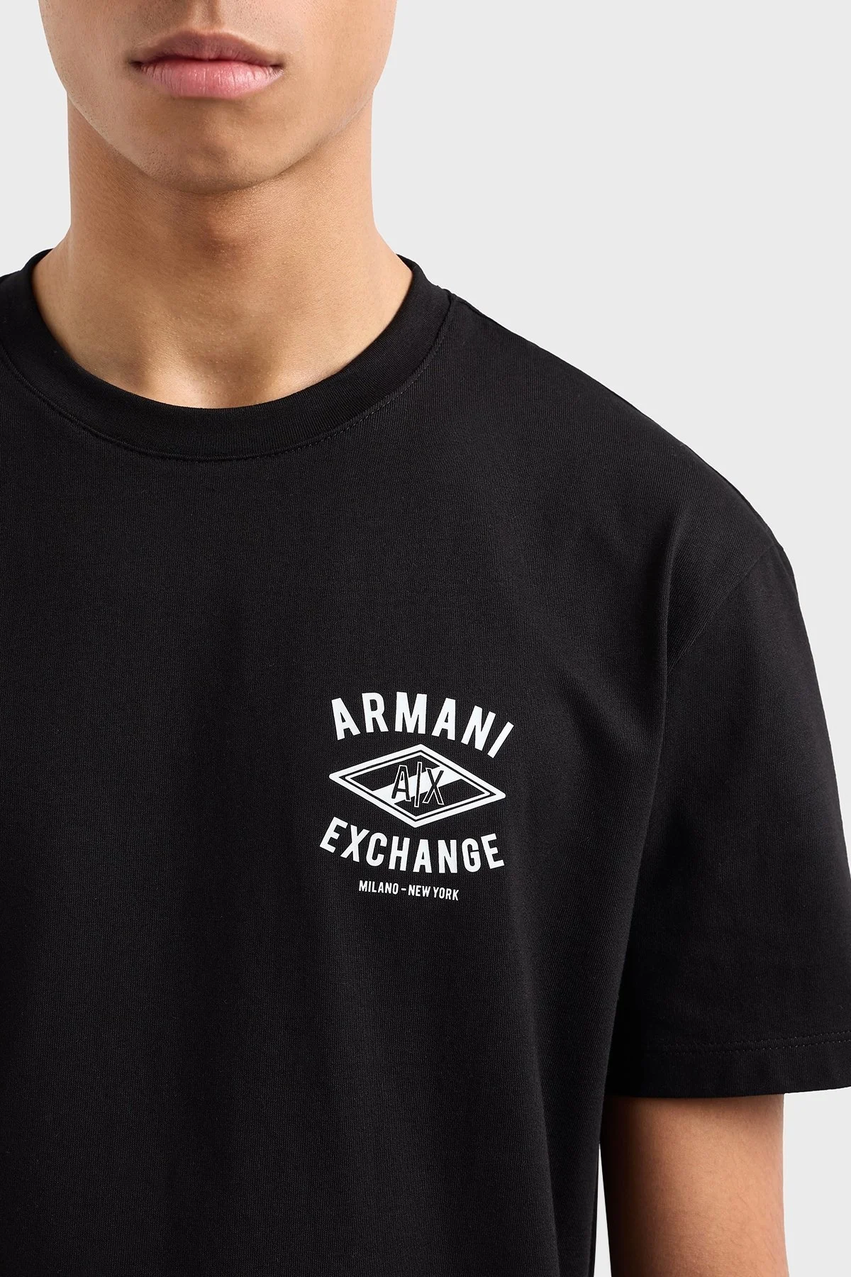 Armani Exchage Logo Baskılı % 100 Pamuk Regular Fit Bisiklet Yaka Erkek T Shirt XM000550 AF10362 UC001 SİYAH - 9