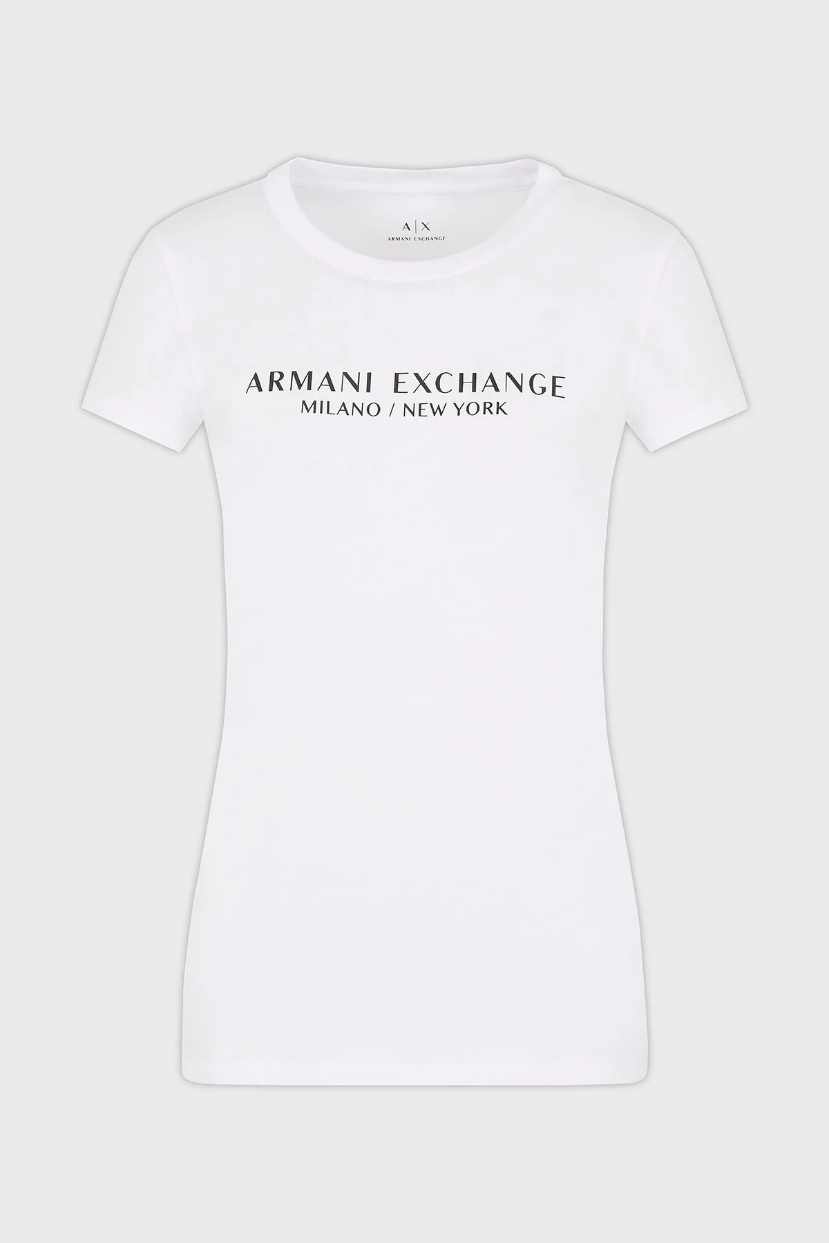 Armani Exchage Logo Baskılı % 100 Pamuk Slim Fit Yuvarlak Yaka Bayan T Shirt 8NYTAB YJG3Z 1000 BEYAZ - 10