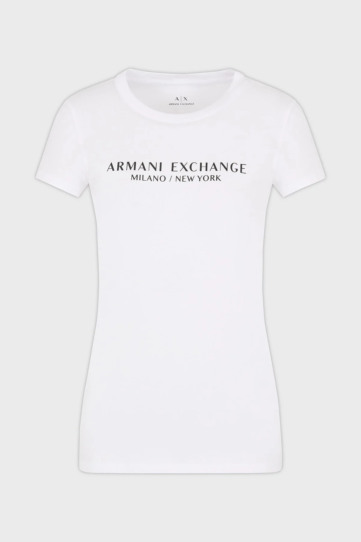 Armani Exchage Logo Baskılı % 100 Pamuk Slim Fit Yuvarlak Yaka Kadın T Shirt 8NYTAB YJG3Z 1000 BEYAZ - 5
