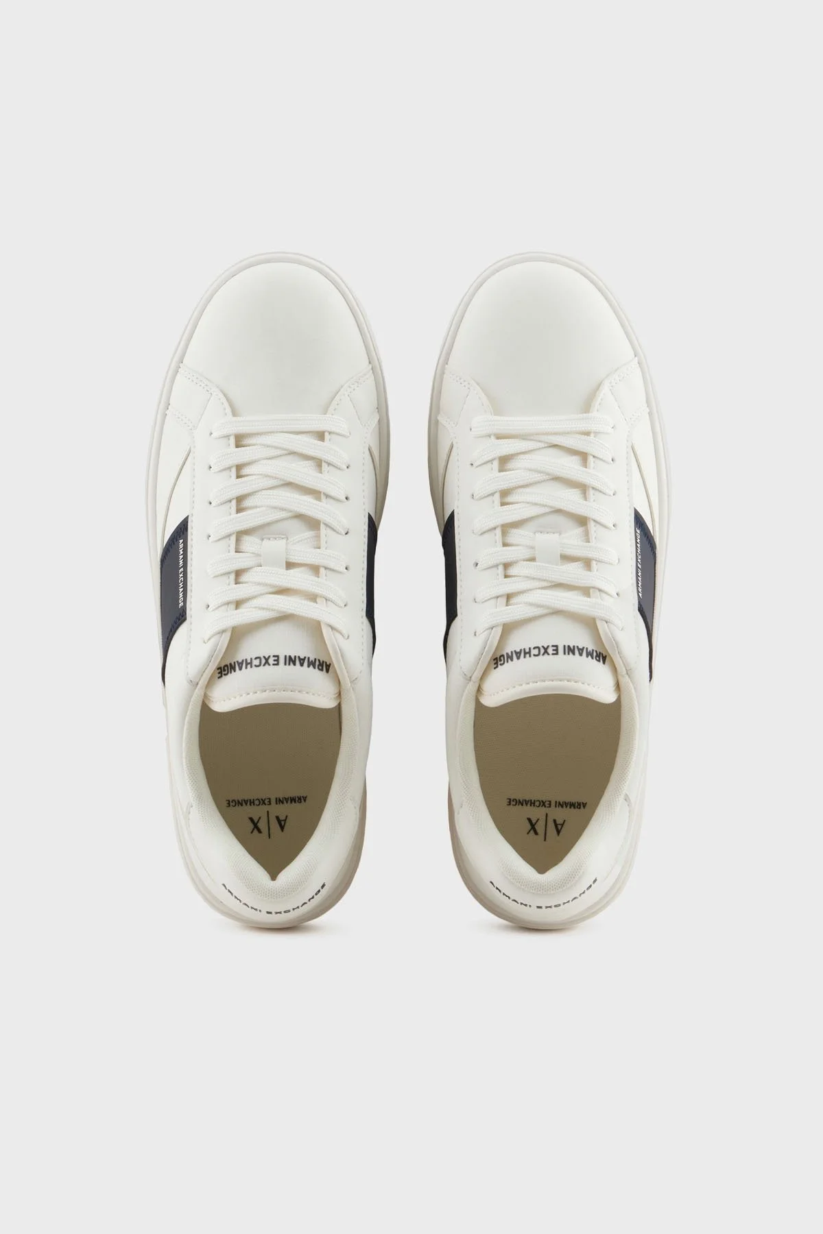 Armani Exchage Logo Baskılı Kalın Taban Sneaker Erkek Ayakkabı XUX241 XV911 U388 BEYAZ-LACİVERT - 4