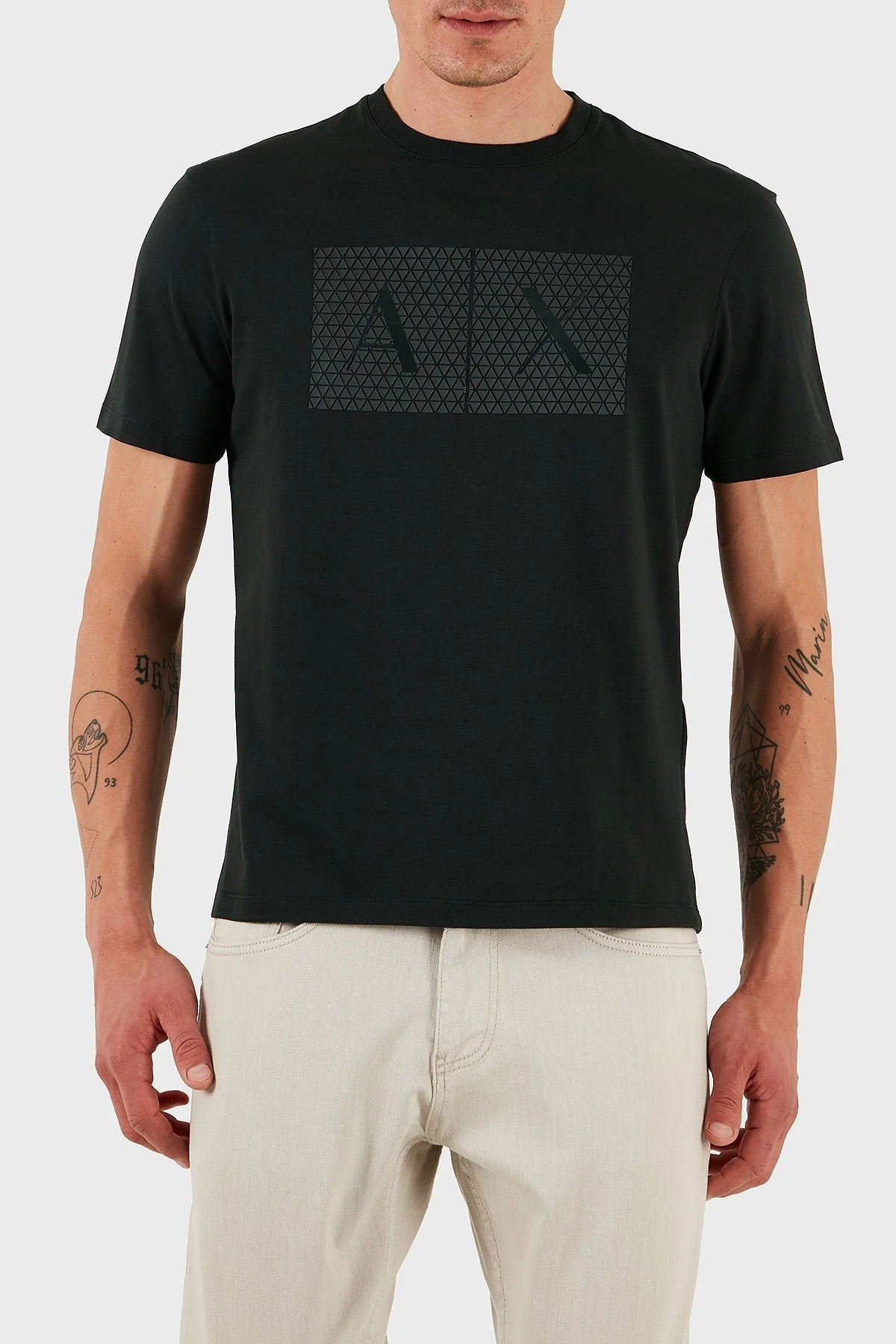 Armani Exchage Logo Baskılı Pamuklu Slim Fit Bisiklet Yaka Erkek T Shirt 8NZTCK Z8H4Z UB001 SİYAH - 7