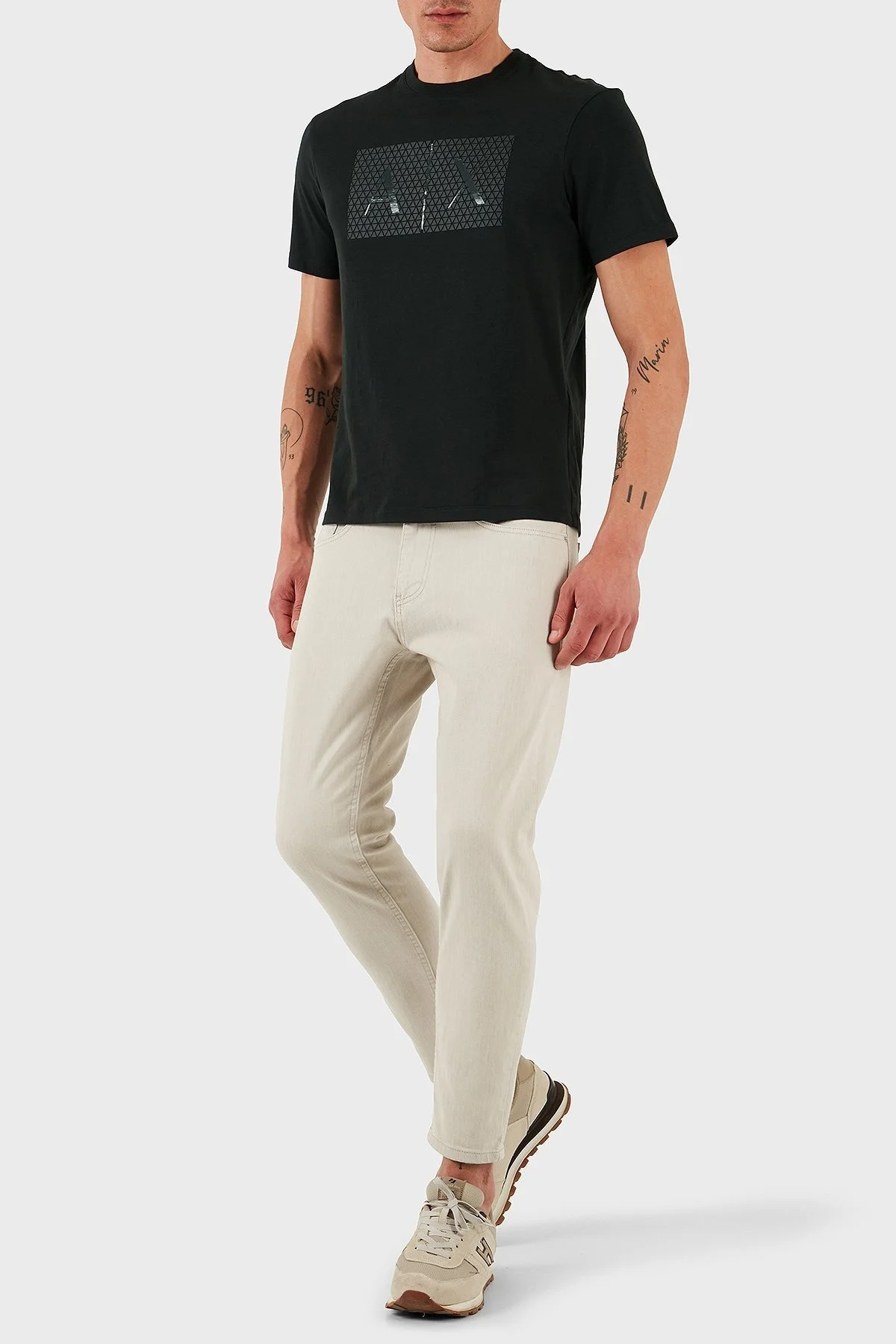 Armani Exchage Logo Baskılı Pamuklu Slim Fit Bisiklet Yaka Erkek T Shirt 8NZTCK Z8H4Z UB001 SİYAH - 8