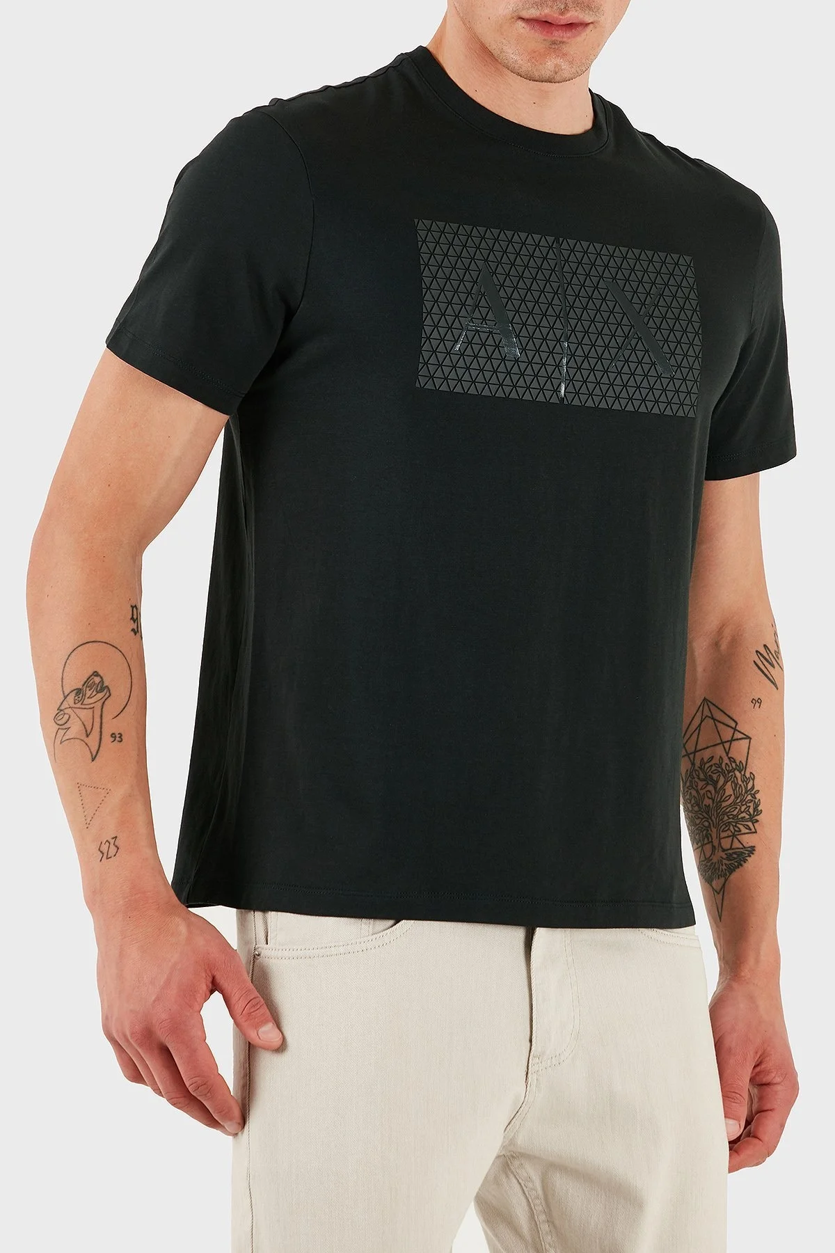 Armani Exchage Logo Baskılı Pamuklu Slim Fit Bisiklet Yaka Erkek T Shirt 8NZTCK Z8H4Z UB001 SİYAH - 10