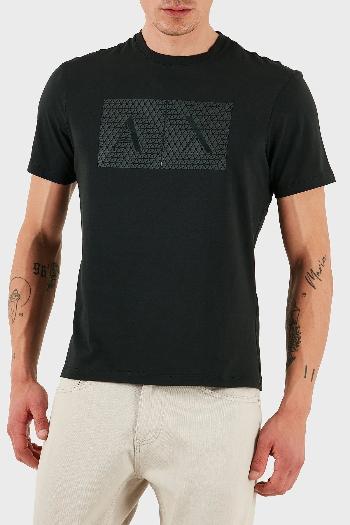 Armani Exchage Logo Baskılı Pamuklu Slim Fit Bisiklet Yaka Erkek T Shirt 8NZTCK Z8H4Z UB001 SİYAH - 11